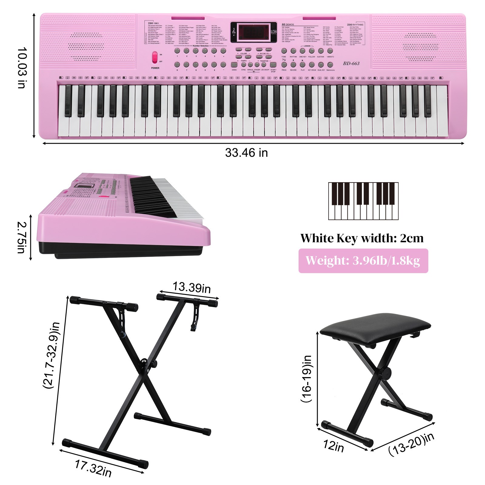 Ktaxon 61 Key Lighting Keyboard with Piano Stand, Piano Bench FOR GIFT
