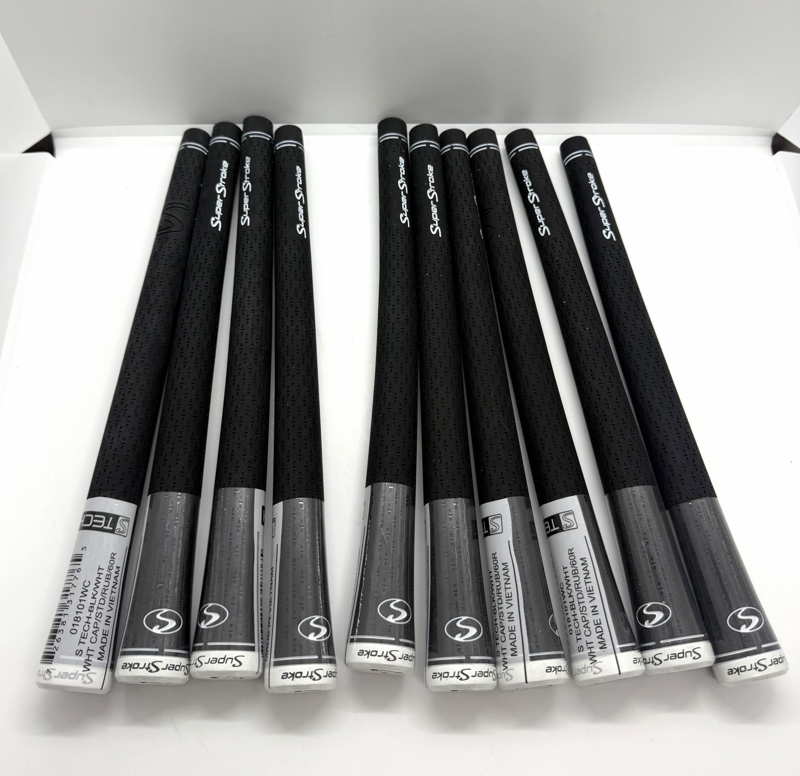 Super Stroke WHITE CAP S-Tech Black Standard Grips x 10