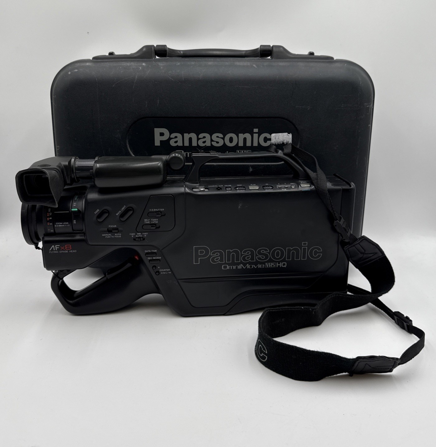 Vintage Panasonic OmniMovie VHS HQ PV-605SD X8 Camcorder w/ Case AS IS Untested