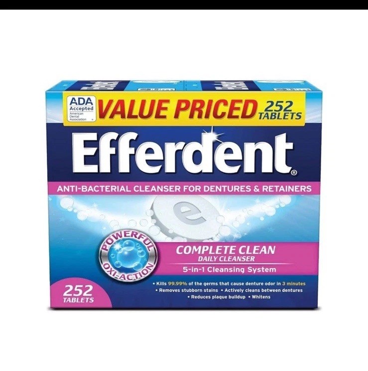 Denture Cleanser Tablets, Complete Clean, Tablets, Multicolor, 252 Count...