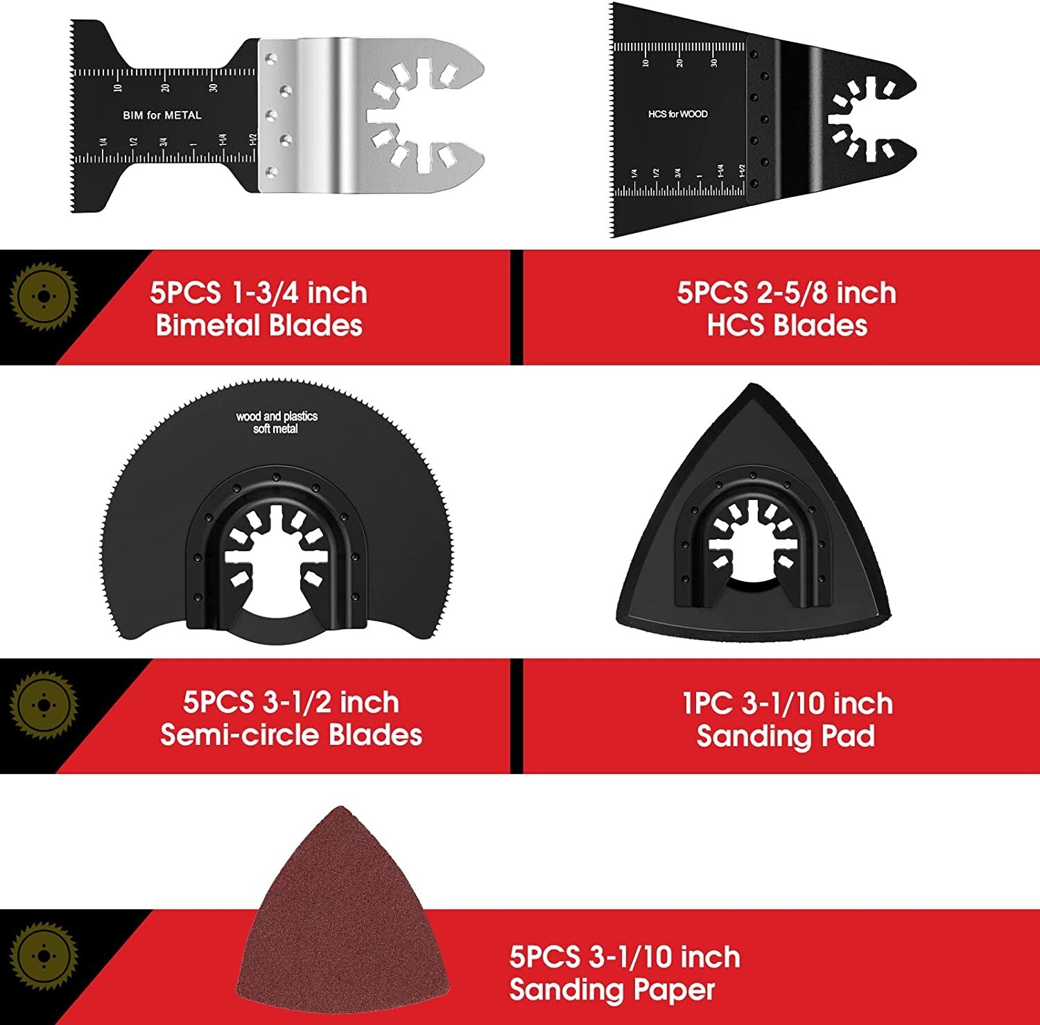 55pcs Oscillating Tool Blades, Royars Multi Blades Kits Universal Black