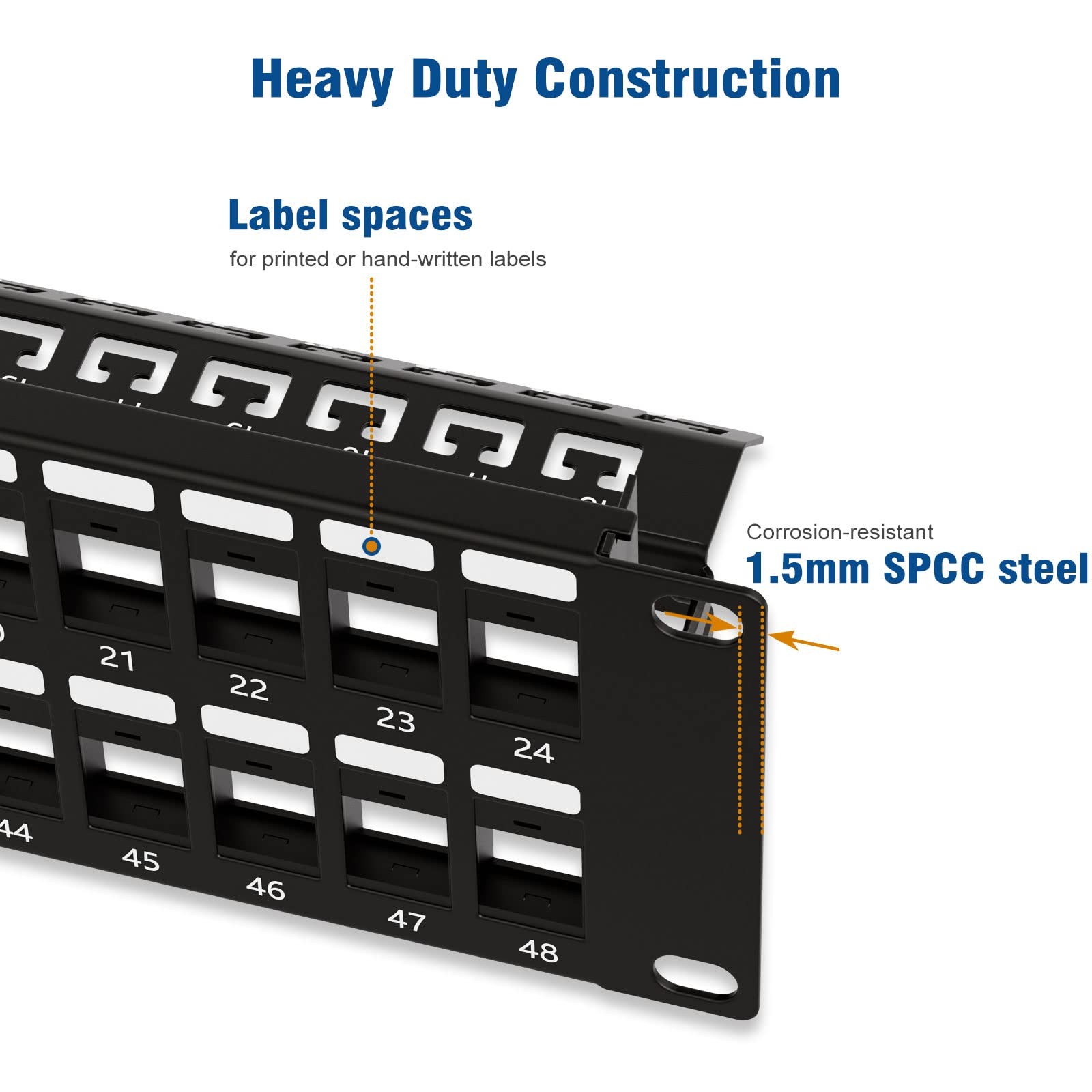 48 Port Blank Keystone Patch Panel Wall Mount Bracket Vertical Horizontal