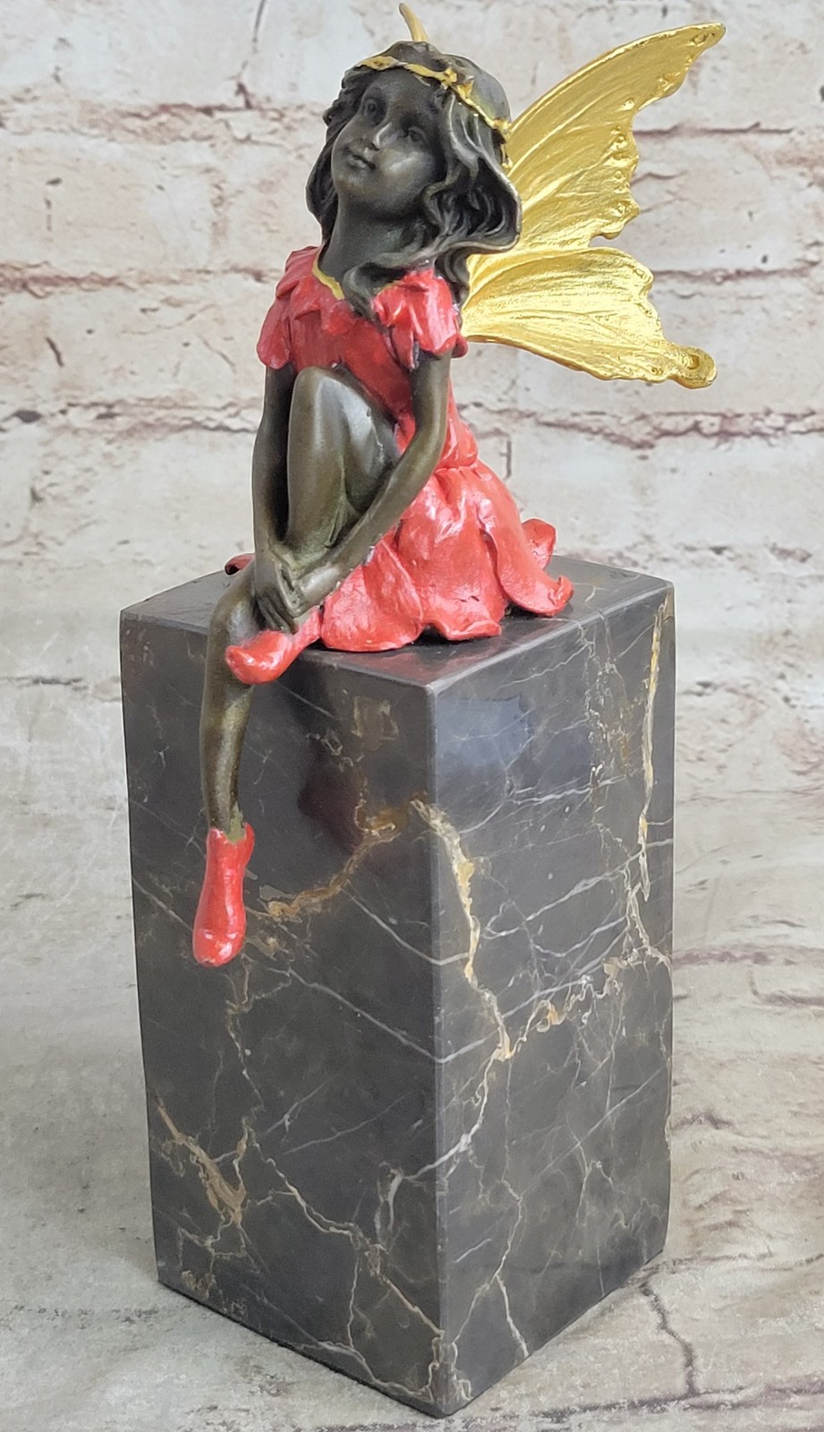 Multi Color Hand Made Original artwork By Miguel Lopez Fairy Bronze Sculpture
