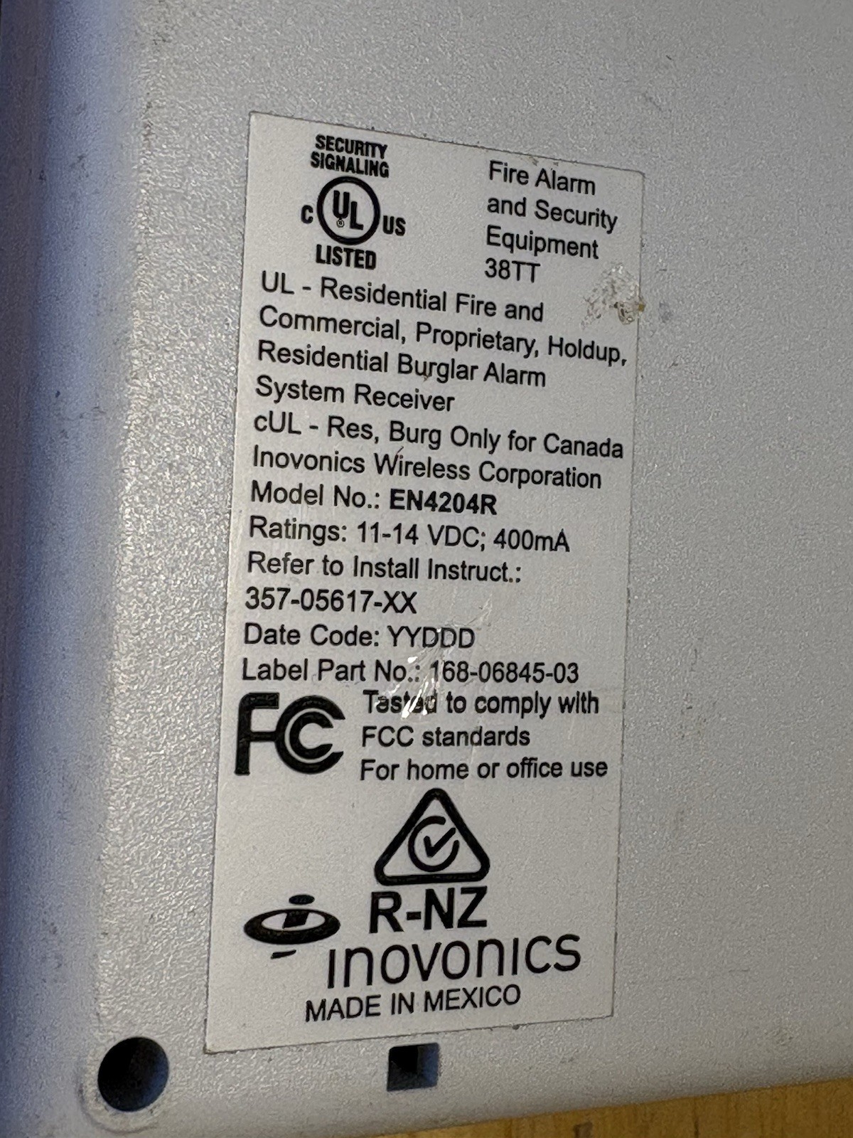 Inovonics EN4204R EchoStream - Four Zone Add-on Receiver With Relays **Untested*