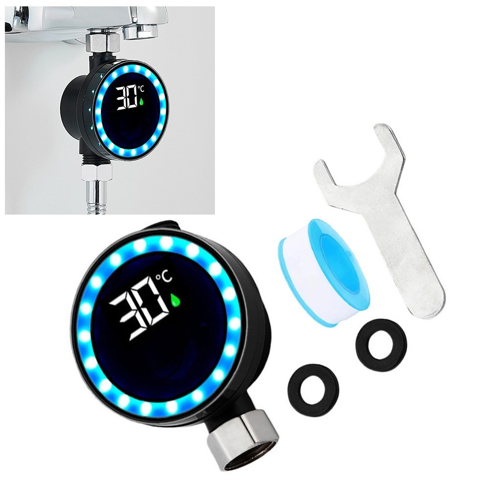 Easy Install LED Shower Thermometer with Real Time Water Temperature Reading