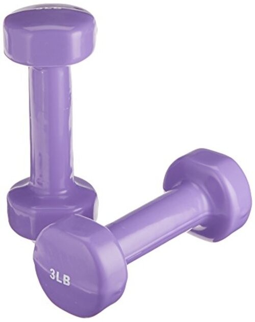 Sammons Preston Vinyl-Coated Iron Dumbbells, 1-Pound, Pair, Soft Easy 3 LB.