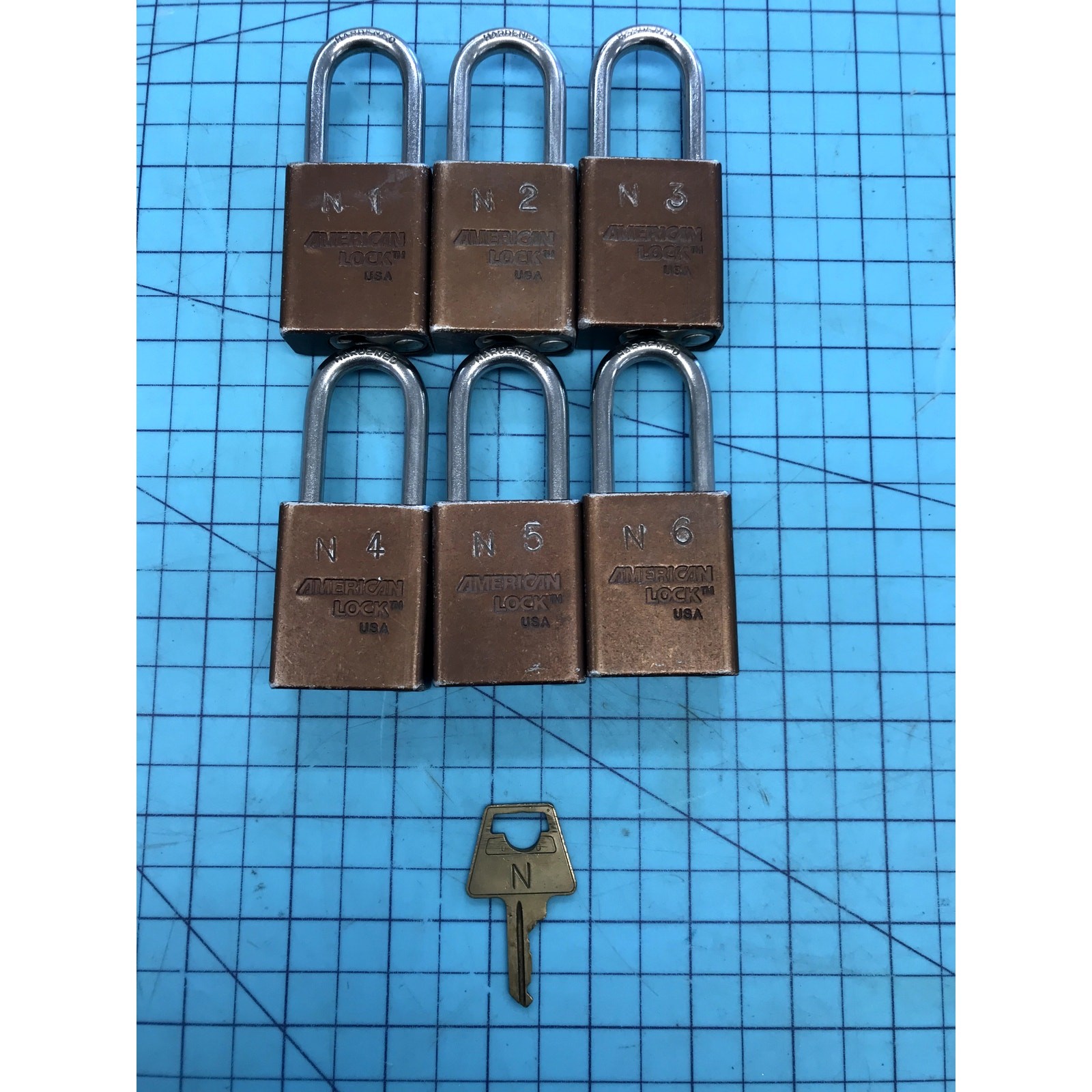 American Lock 1105 Safety Padlock 1-1/2" LOTO Aluminum Keyed N1-6 Lot of 6