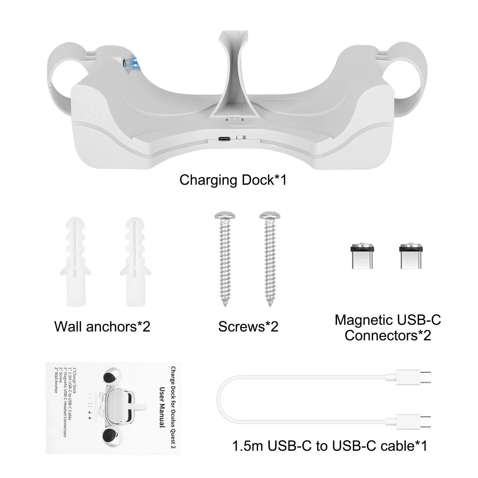 Magnetic Charging Dock Set for Oculus/Meta Quest 2 VR Headset Controller Stand