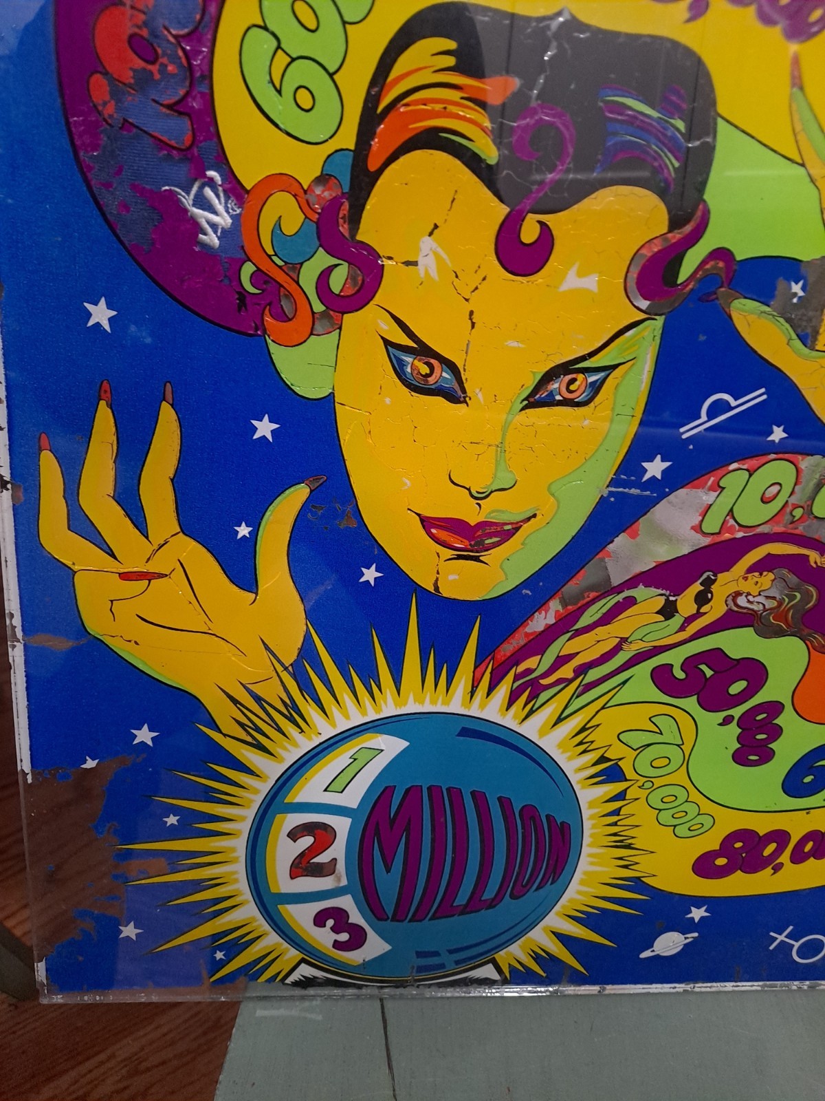 The Exhibit Supply Co. MAGIC, Original Pinball Machine BACK GLASS, 1940