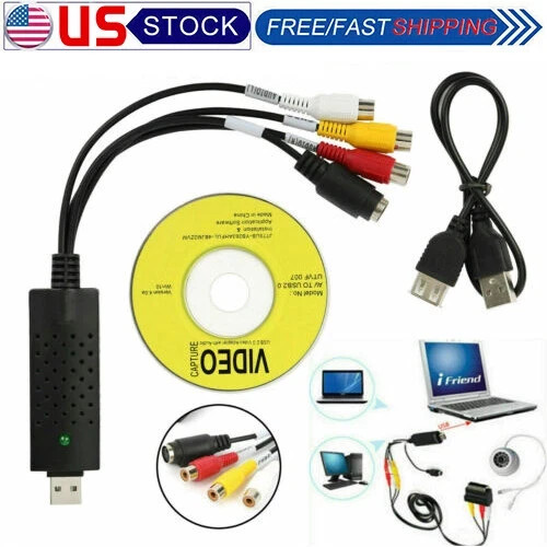 USB Video Capture Card VHS to DVD Converter Audio Video Capture Device Adapter