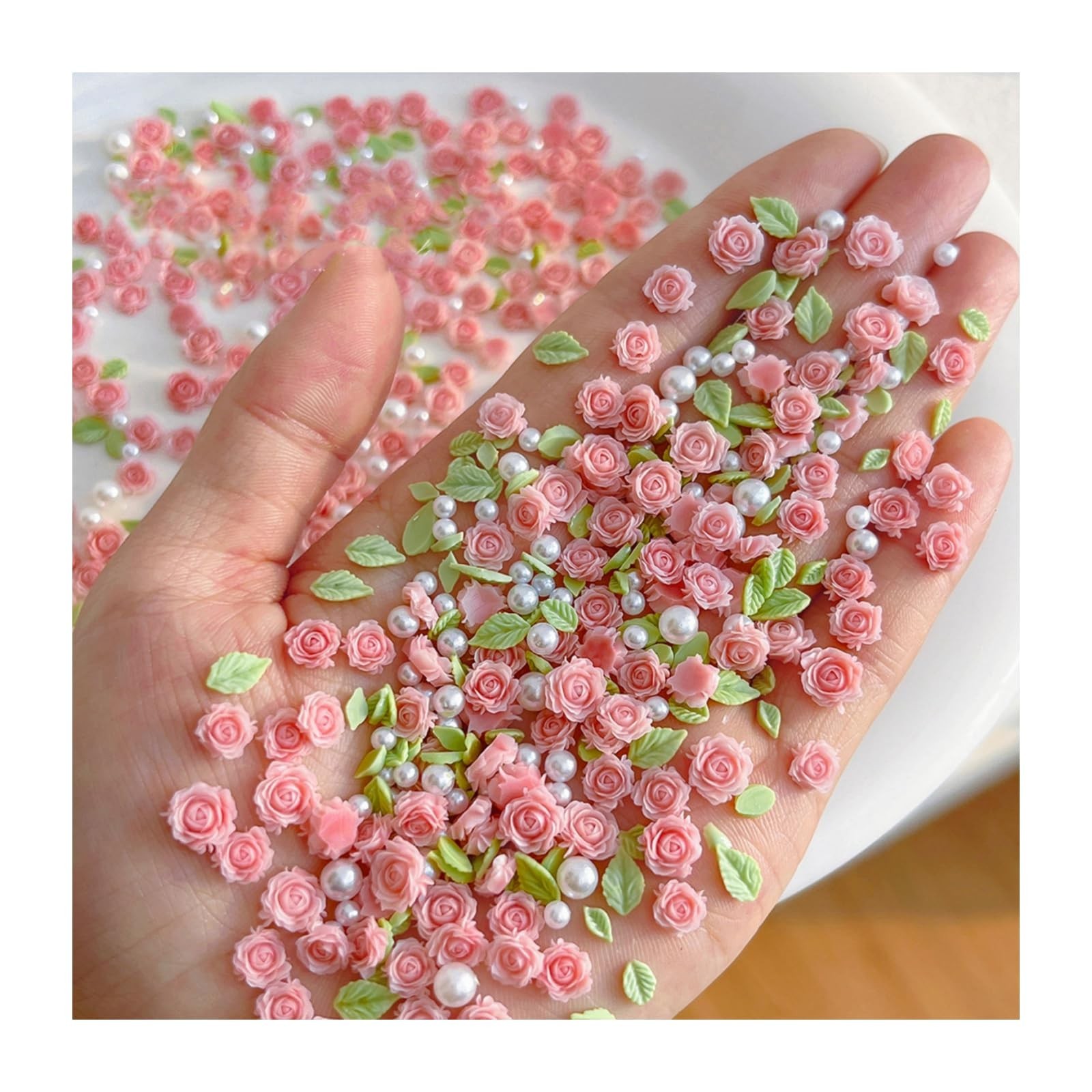 3D Rose Nail Charms, Mixed Flower Nail Art Charms, Mixed Resin Rose, Pearls, ...
