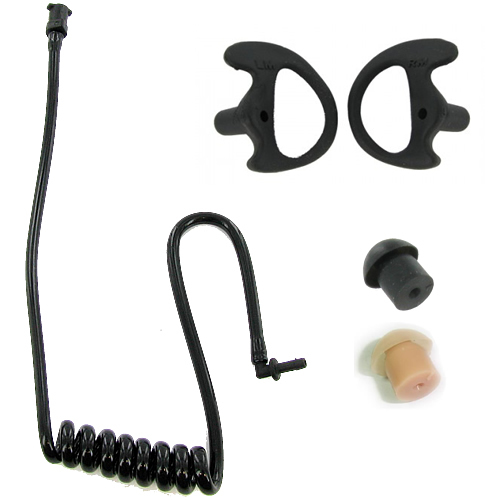 Two-Way Radio Audio Black Large Earmold Earbud and Coil Tube Replacement Kit