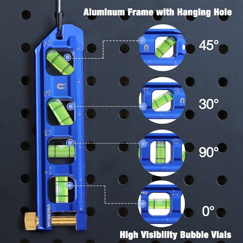 WORKPRO 6.3" Conduit Bending Level Magnetic Torpedo Level Pipe Level Bubble Vial
