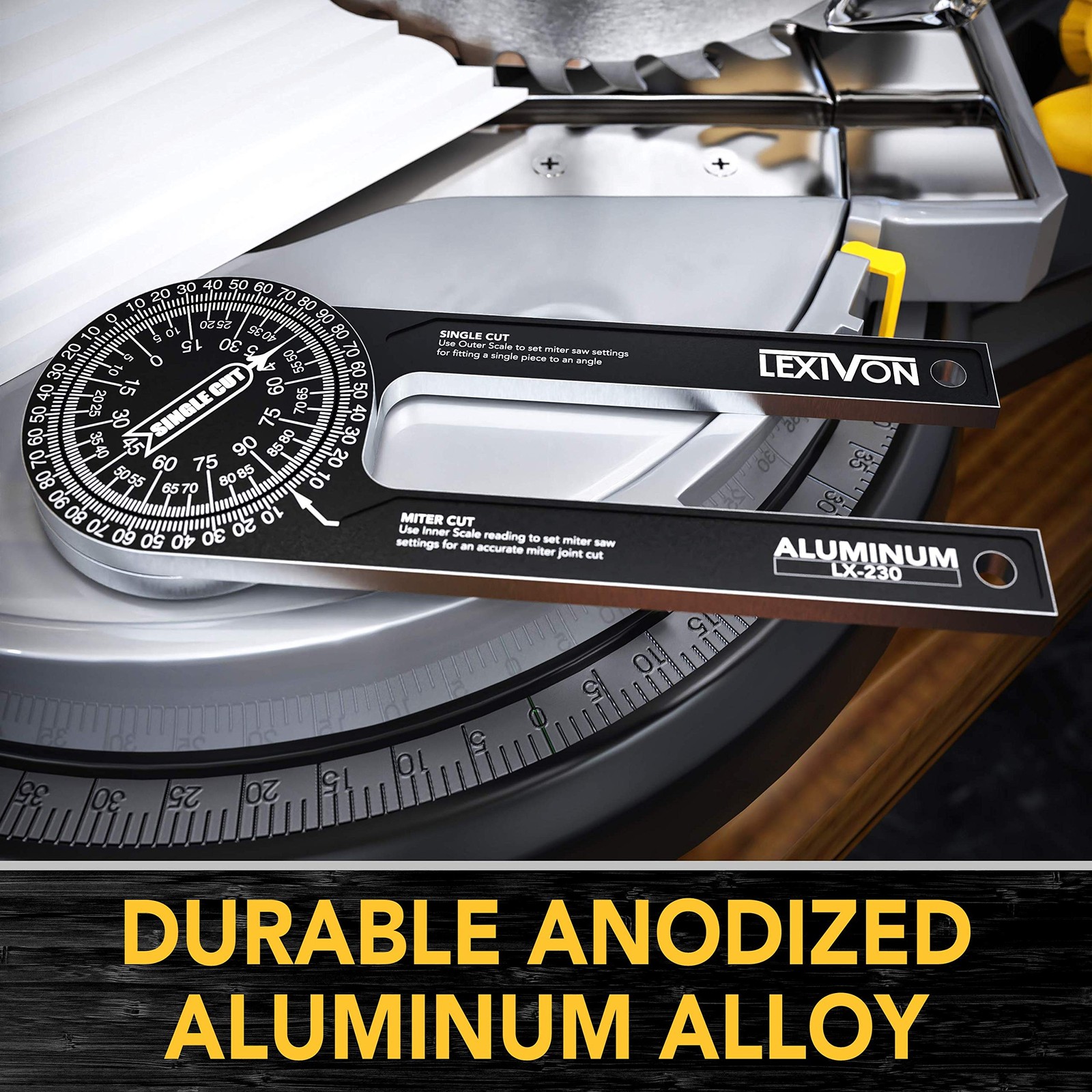 Aluminum Miter Saw Protractor | 7inch Rust Proof Angle Finder Featuring Precisio
