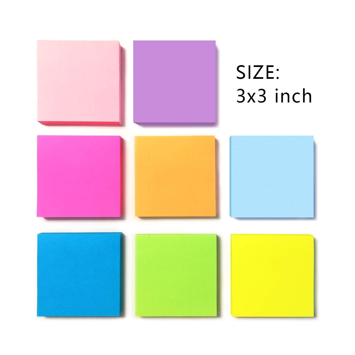 Phthdoty 8 Pads Pop Up Sticky Notes 3x3 Refills Bright Colors Self-Stick Notes P