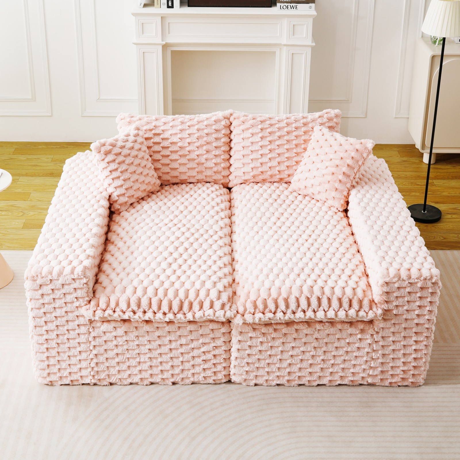 Luxury Pink Turtle Velvet Multifunctional Sofa - Arrangeable in Single Row, Sid