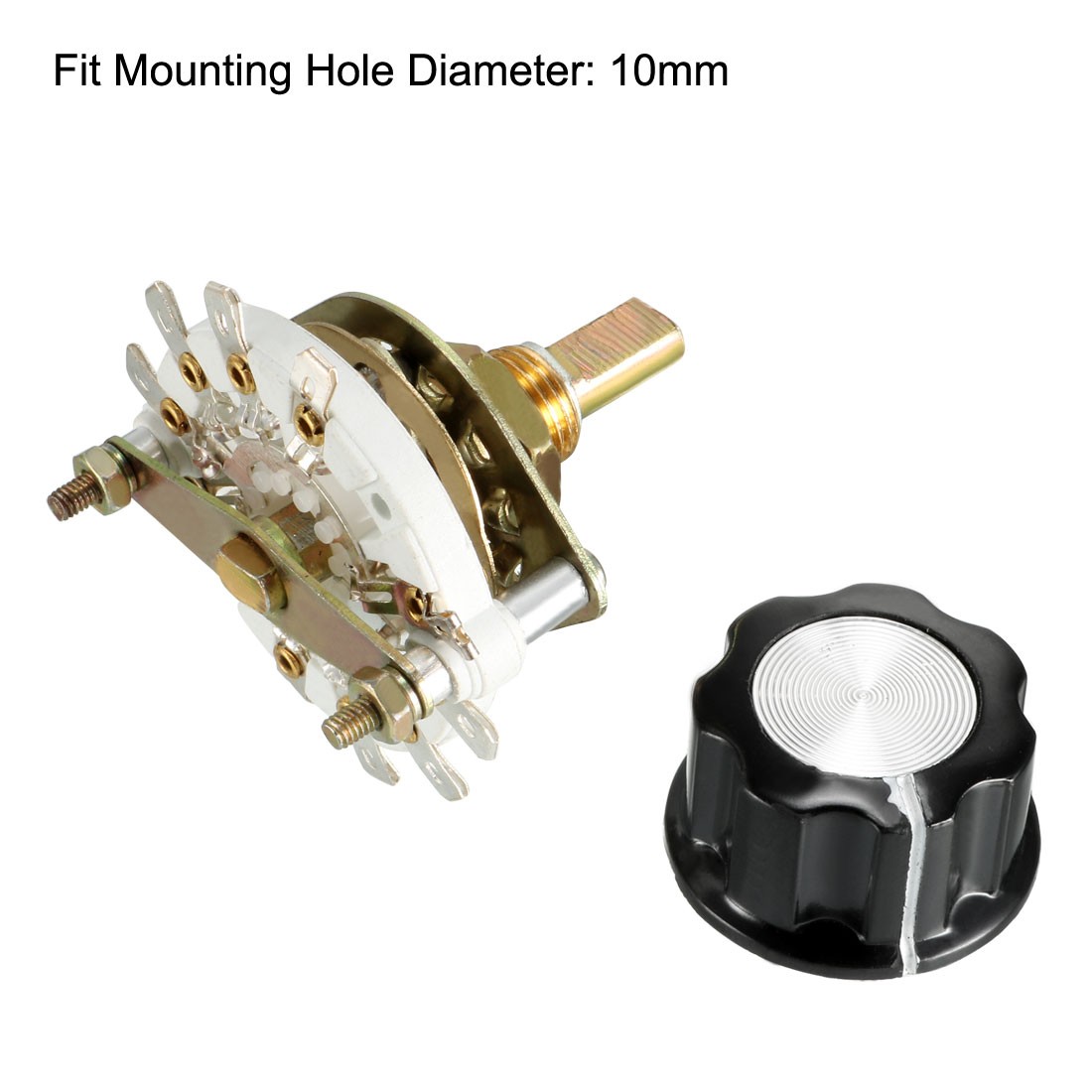 2P4T 2 Pole 4 Throw Single Deck Band Channel Rotary Switch Selector with Knob