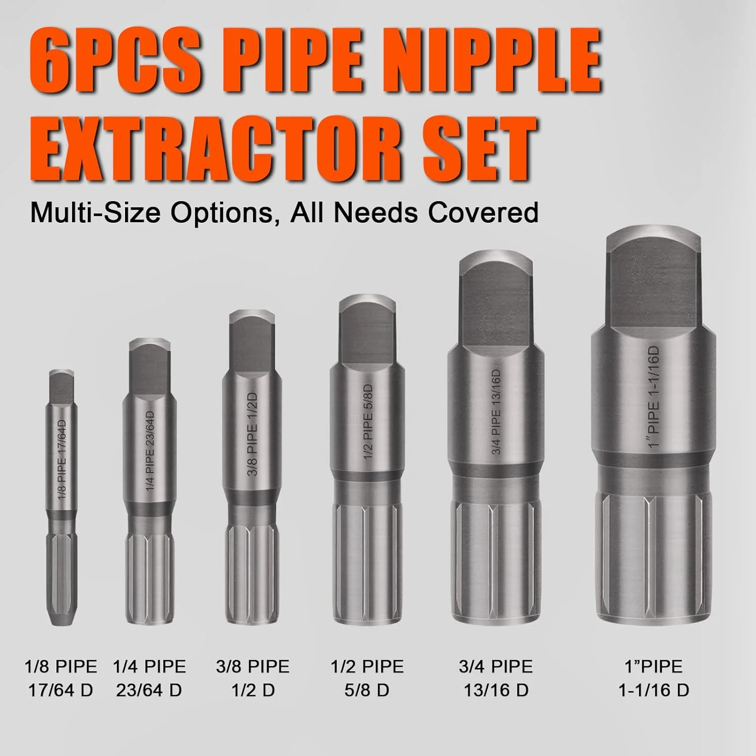 Pipe Extractor Set 6-Piece,Broken Pipe Extractor Tool Kit for 1/8" - 1" | Resist
