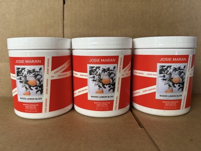 Josie Maran Whipped Argan Oil 20 OZ 600ML BODY BUTTER BAKED LEMON BLISS (3 PACK)