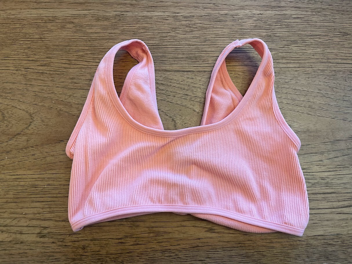 Abound Peachy Pink Medium Twist Front Wireless Ribbed Bralette NWOT