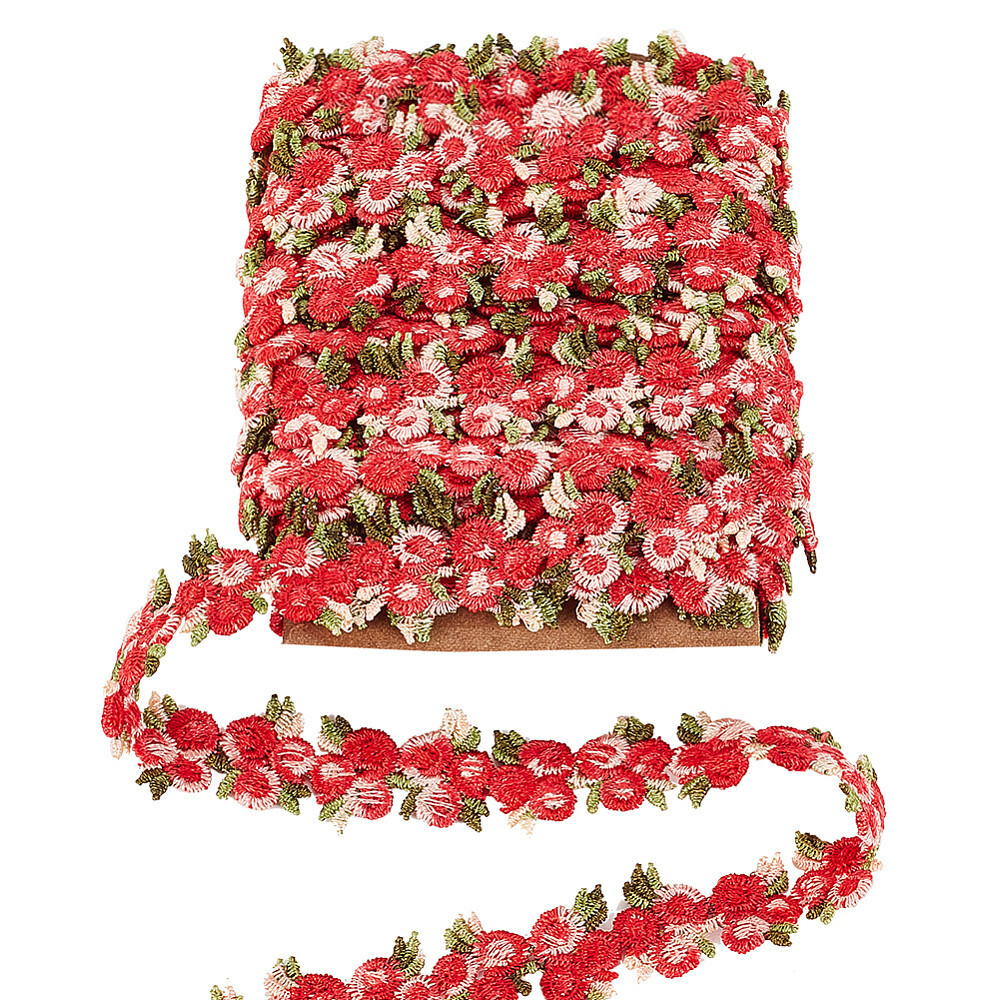 1set 5Yards/4.57m Flower Lace Ribbon Red Floral Lace Trim 20mm ting Lace Flower
