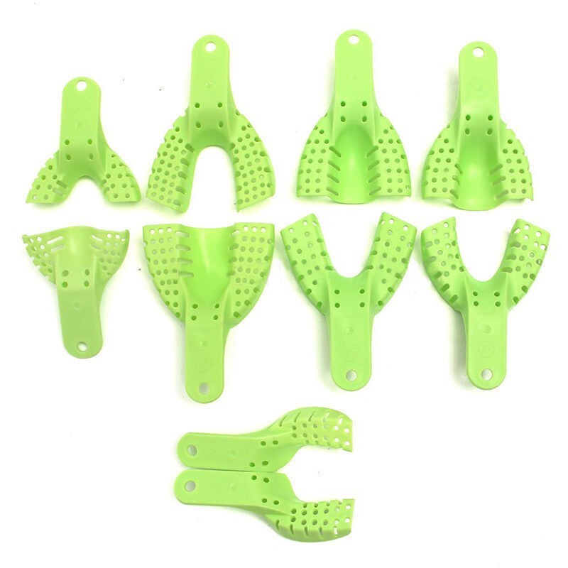 10Pcs/Set Orthodontic Plastic Central Perforated Holder Denture Disposable Green