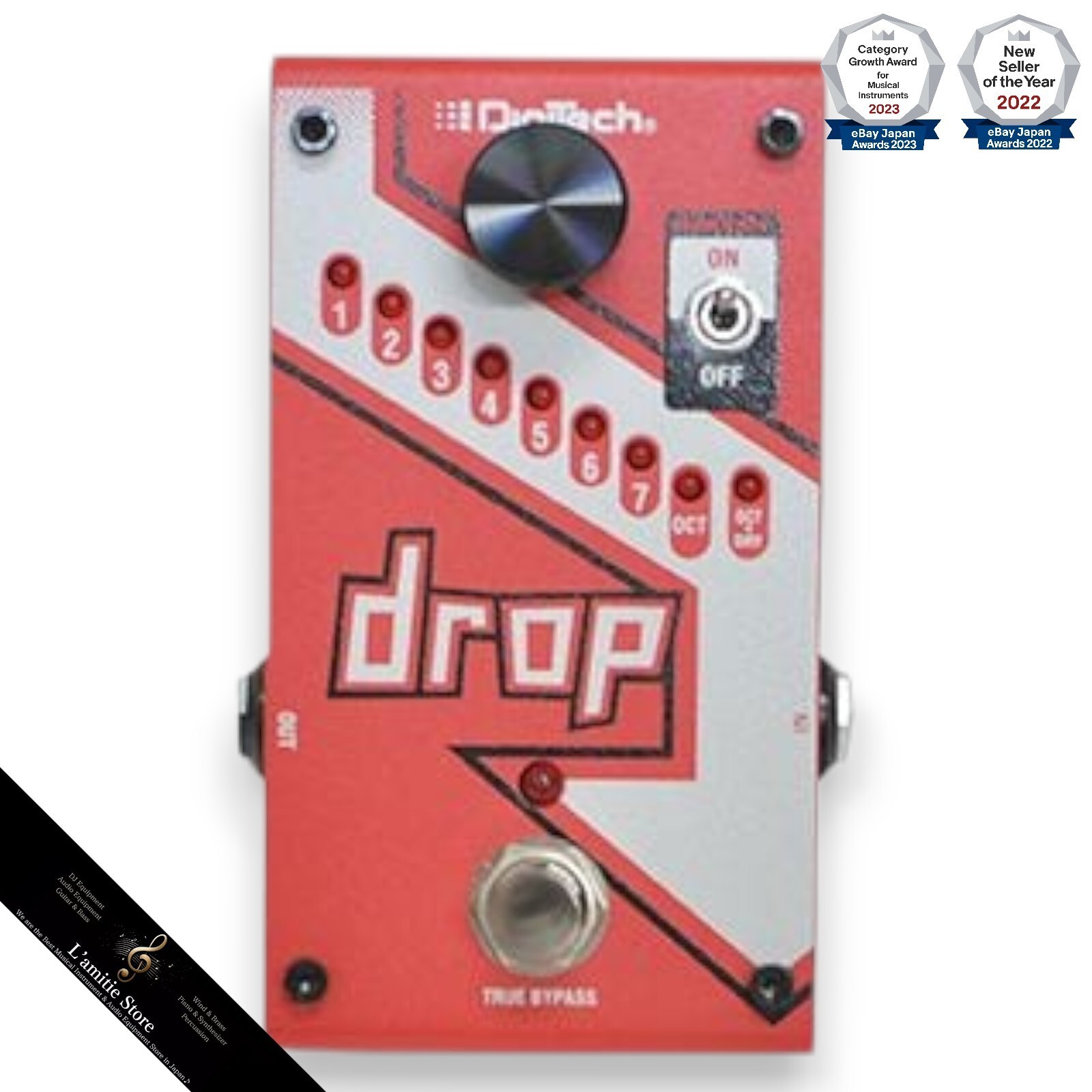 Digitech DROP Compact Polyphonic Tune Pitch Shifter Octaver JP Analog Red Used
