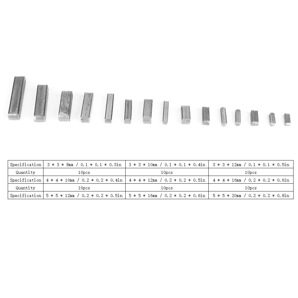 140 PCS Round Ended Feather Key Set Stock Assortment Square Parallel Shaft