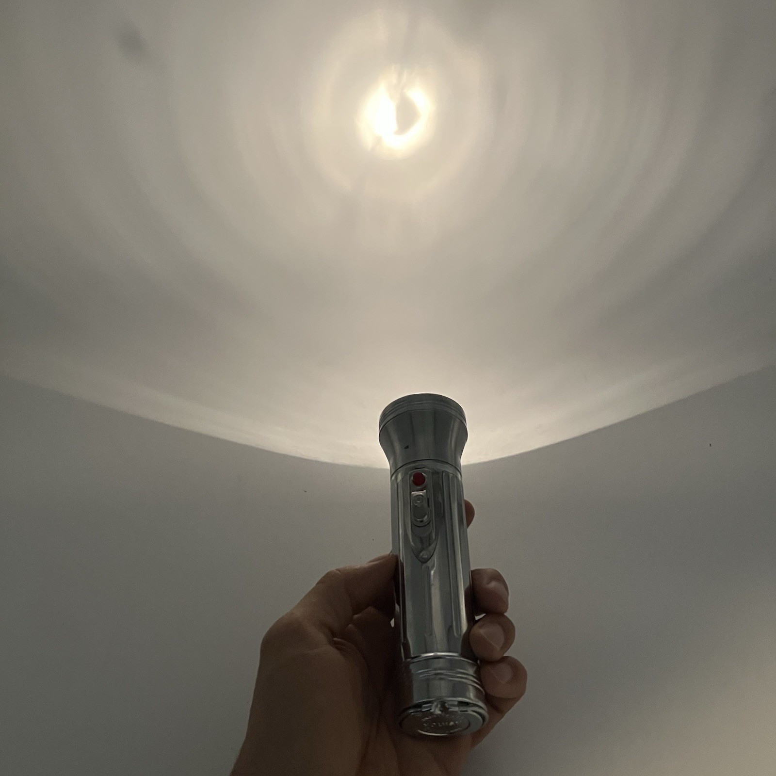 Vintage Chrome Metal Flashlight Ashton British Empire Continuous/Flash LED Light