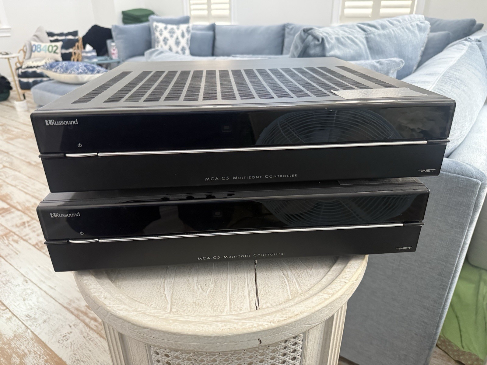 16 zones, 2 Russound MCA-C5 Multizone Controller WITH 1 MBX-PRE. Works Great