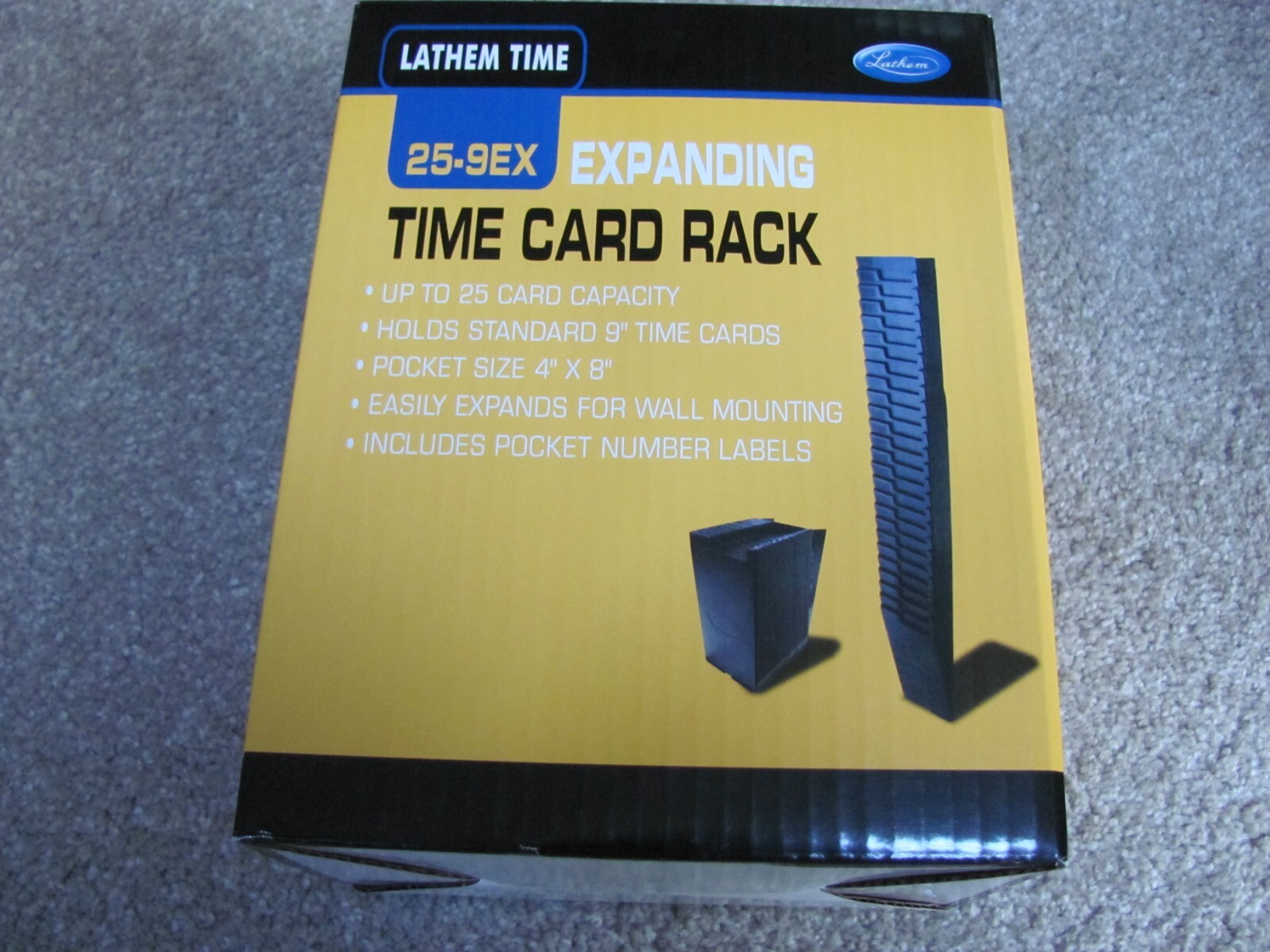 Brand New Lathem Time 25-9EX Expanding Time Card Rack, Holds 9" Cards Black