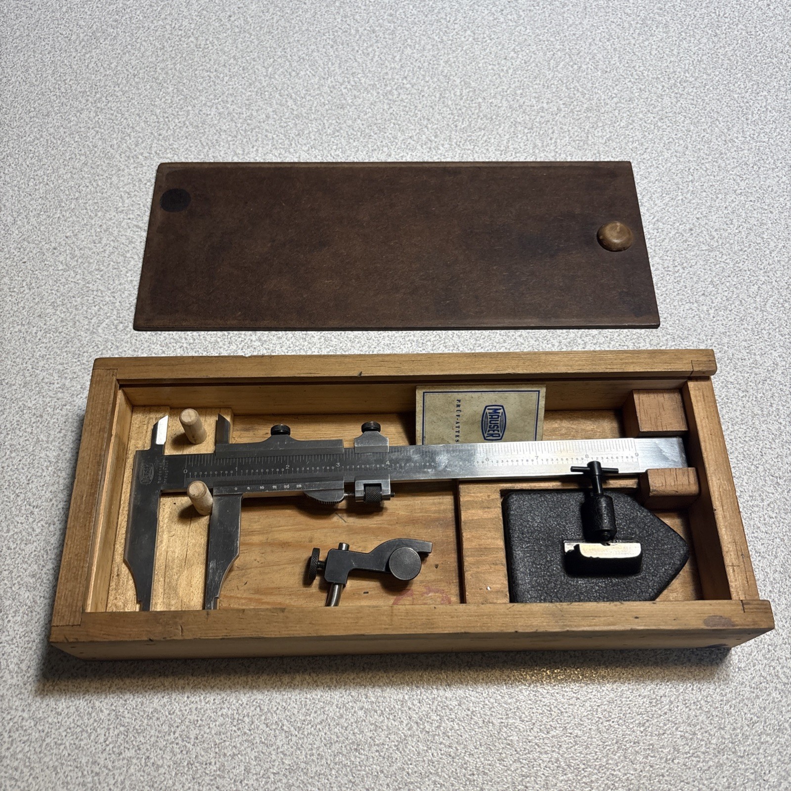 Vintage Vernier Caliper 9" By Mauser & Height Guage & Custom Box