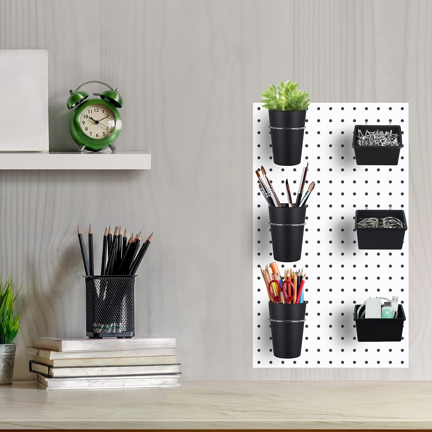 6 Sets Pegboard Bins with Hooks - Pegboard Organizer for Accessories, Tools, ...