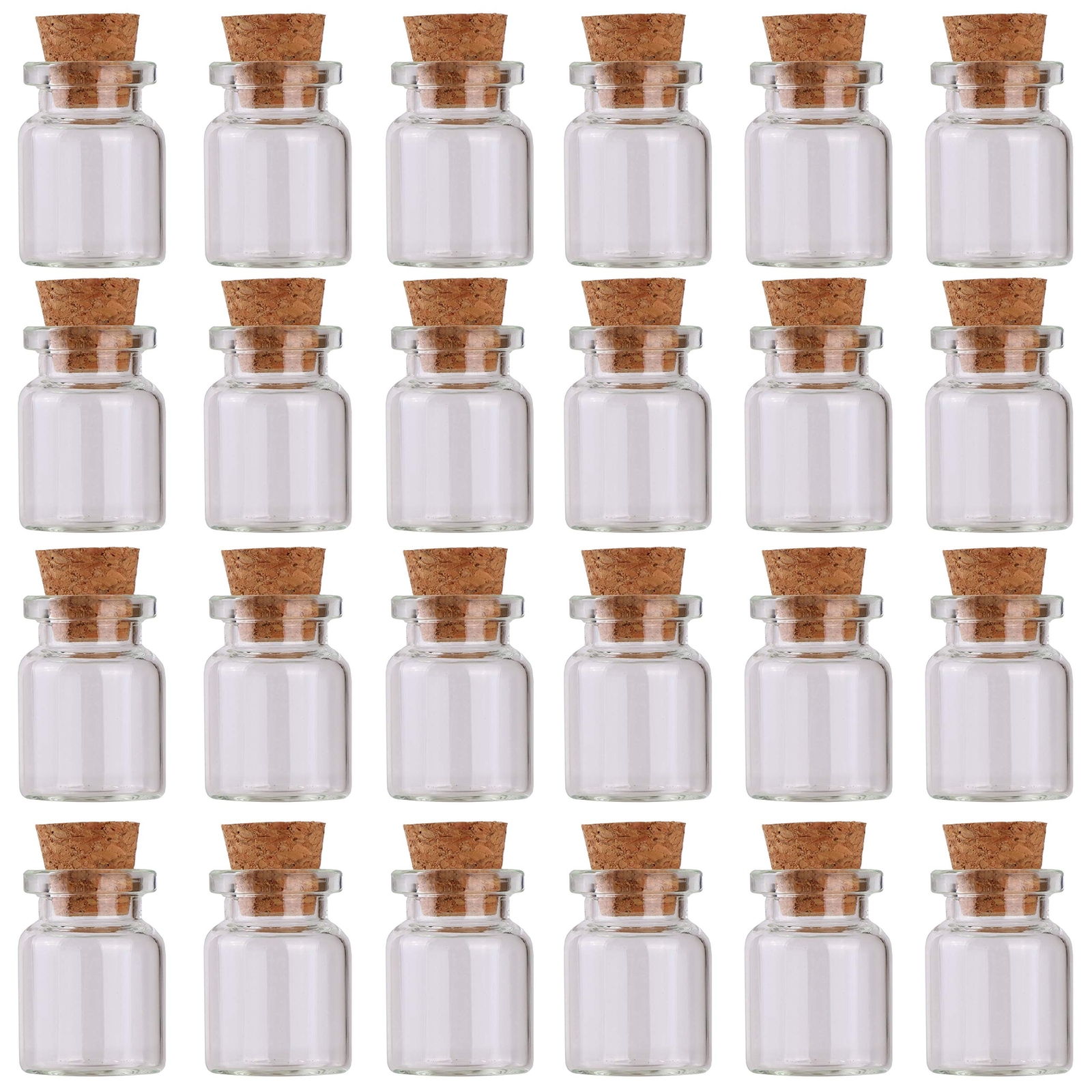 Mini Glass Bottles with Cork 5 ml, Tiny Glass Jars with Cork 24 Pack