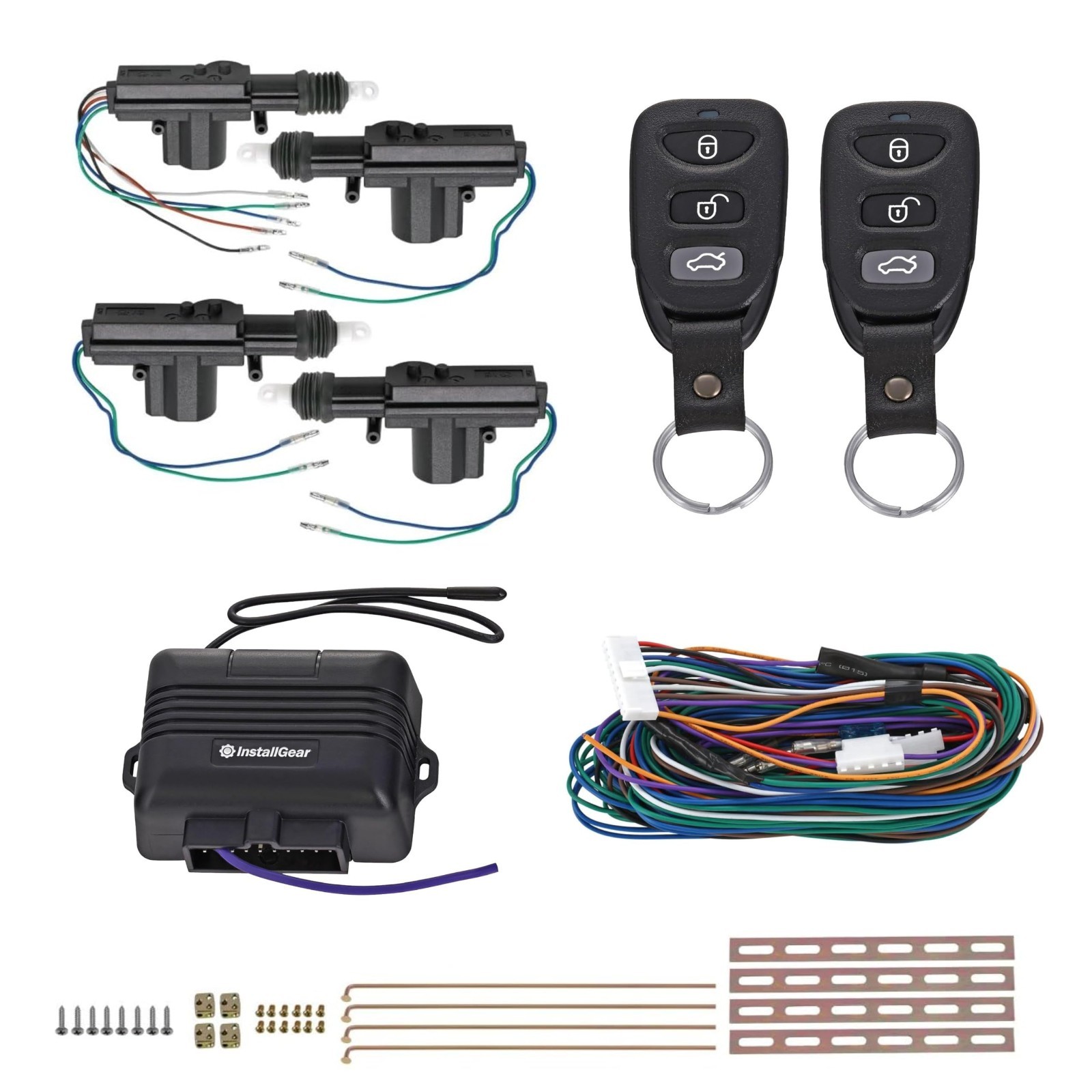 Keyless Entry System - 2 Remotes & 4 Door Actuators - Central Locking Kit for Ca