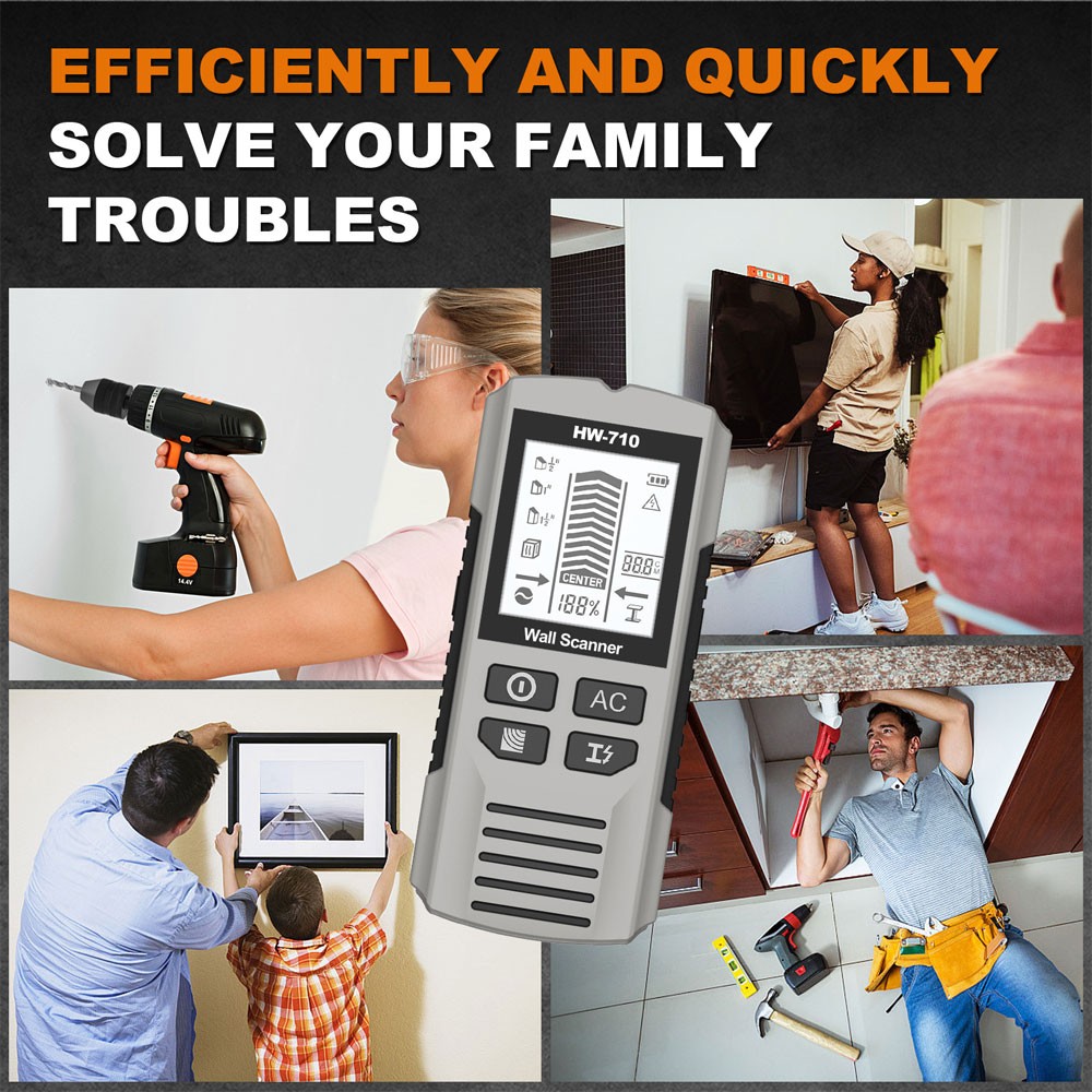 HW-710 Multi-Functional Stud Finder Wall Scanner AC Cable Wires Depth Tracker TL