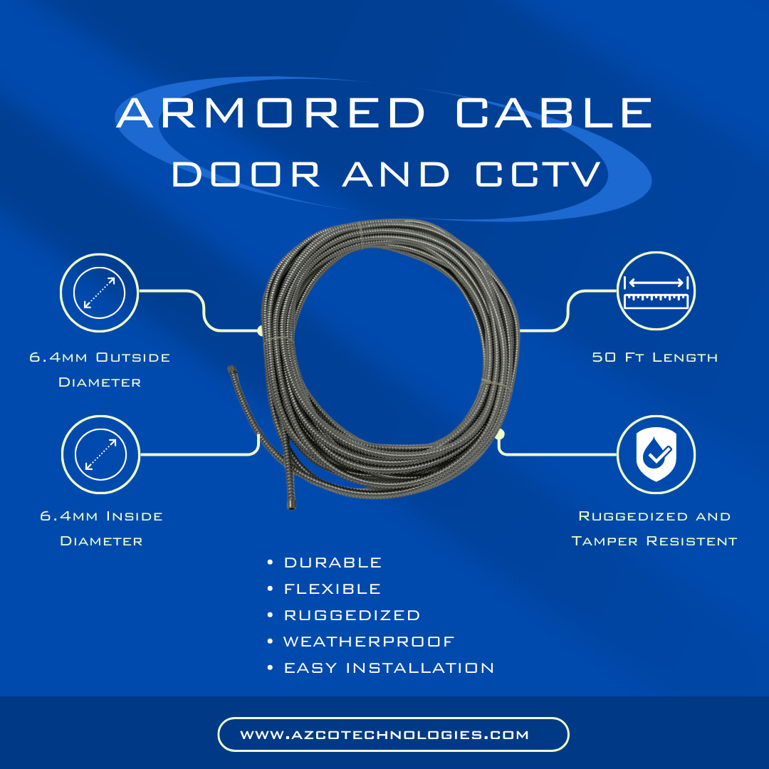 Flexible Steel Armored Cable Conduit, 50', CCTV, Door Contacts, Security