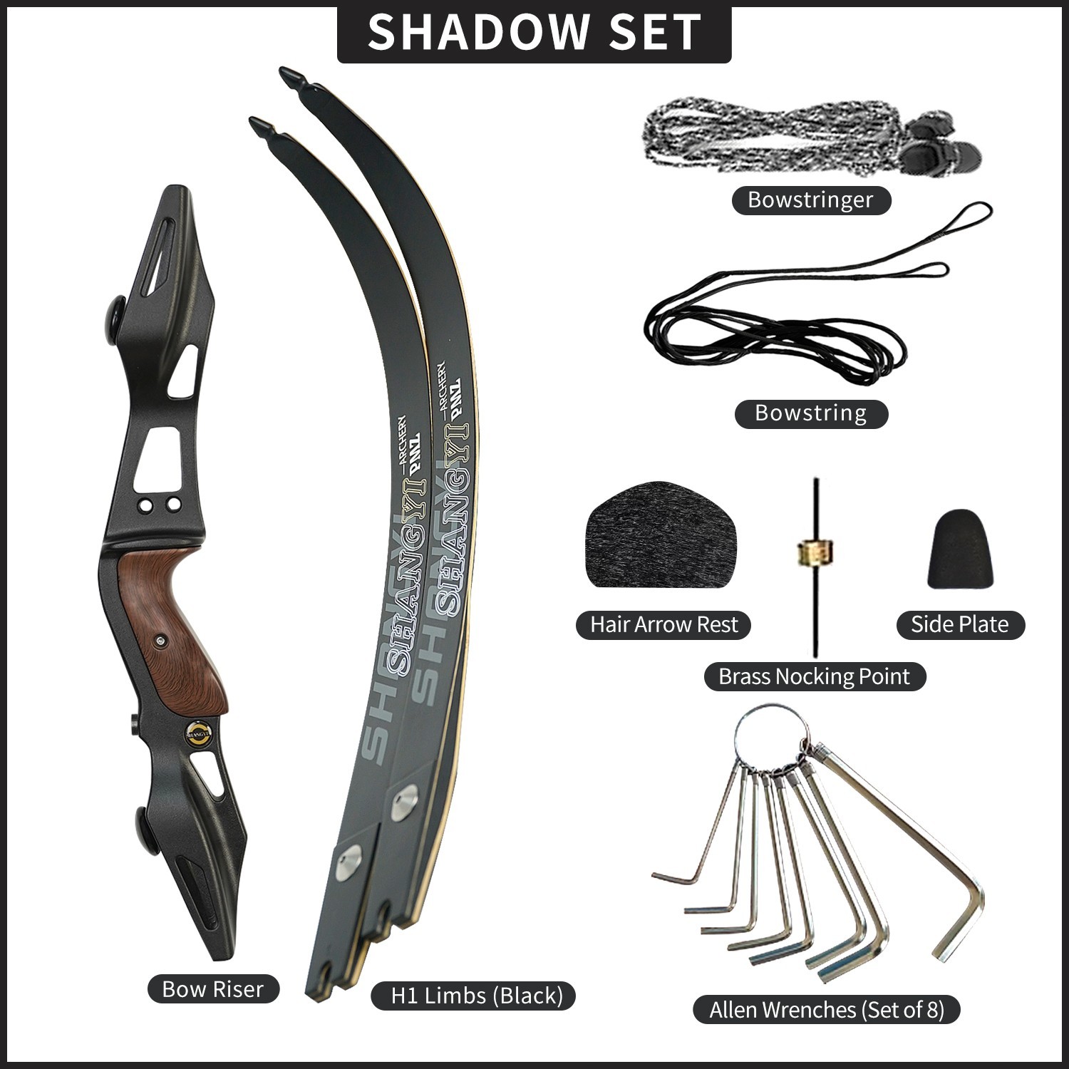 PMZ 60" ILF Takedown Recurve Bow Black Metal Riser Archery Set for Beginner