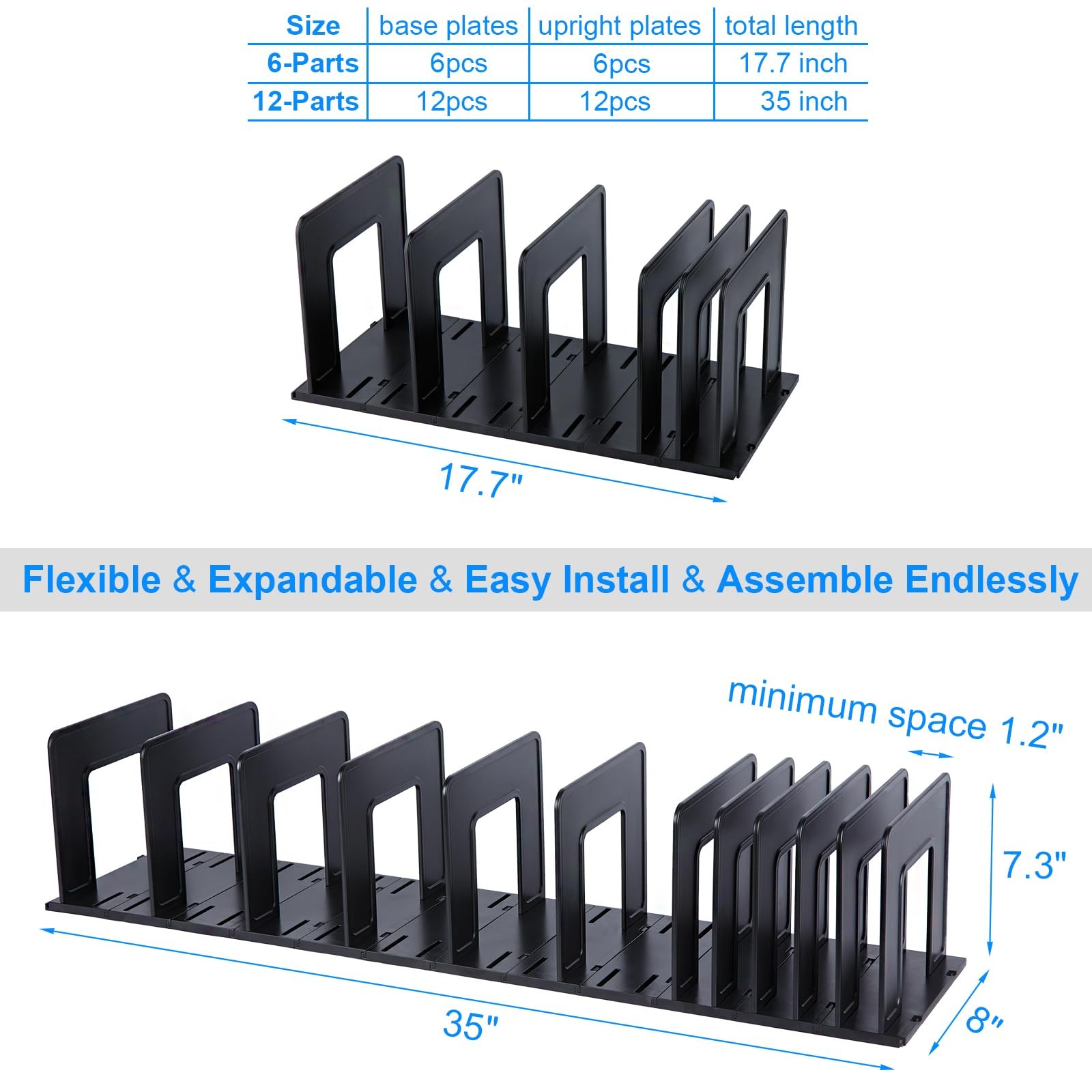 Lulueasy Adjustable Vertical File Sorter Sturdy Plastic Expandable Upright File