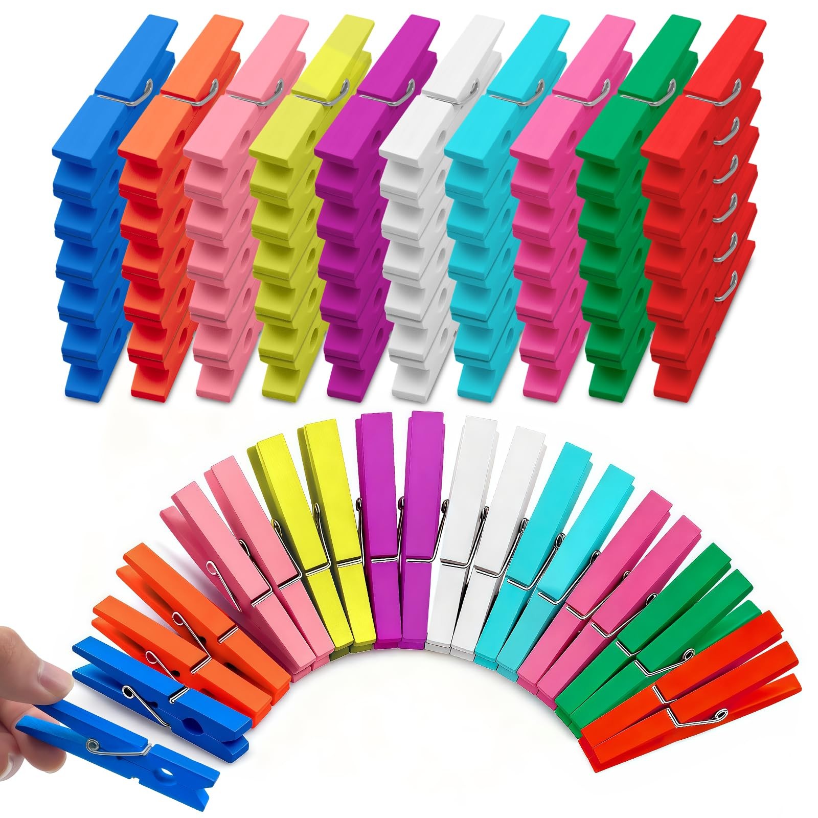 Pinzas de madera de colores para la ropa - 2,9 pulgadas decorativas y coloridas