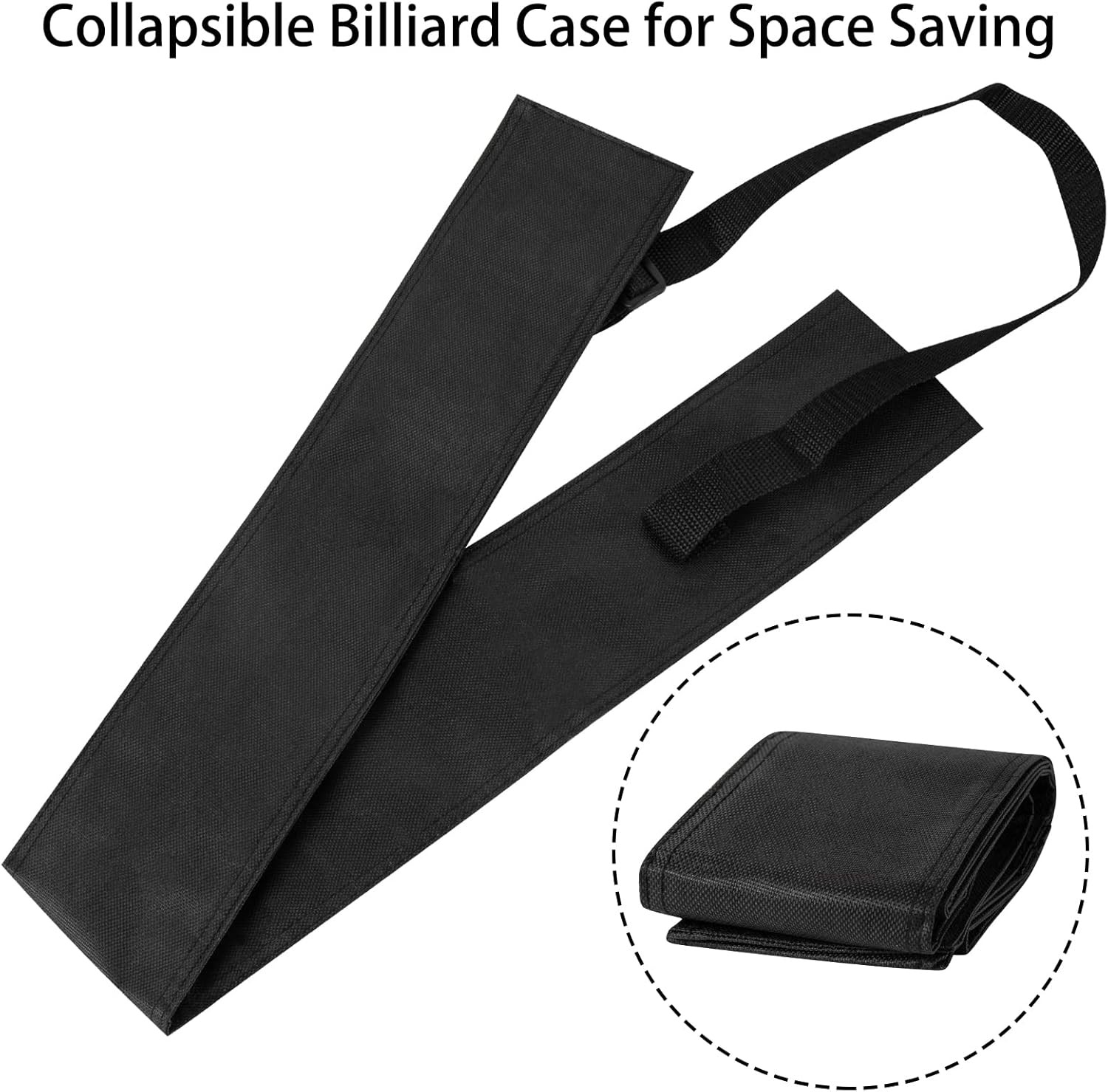 Pool Cue Case, Stick Case for 1/2 Billiard One Size, Black