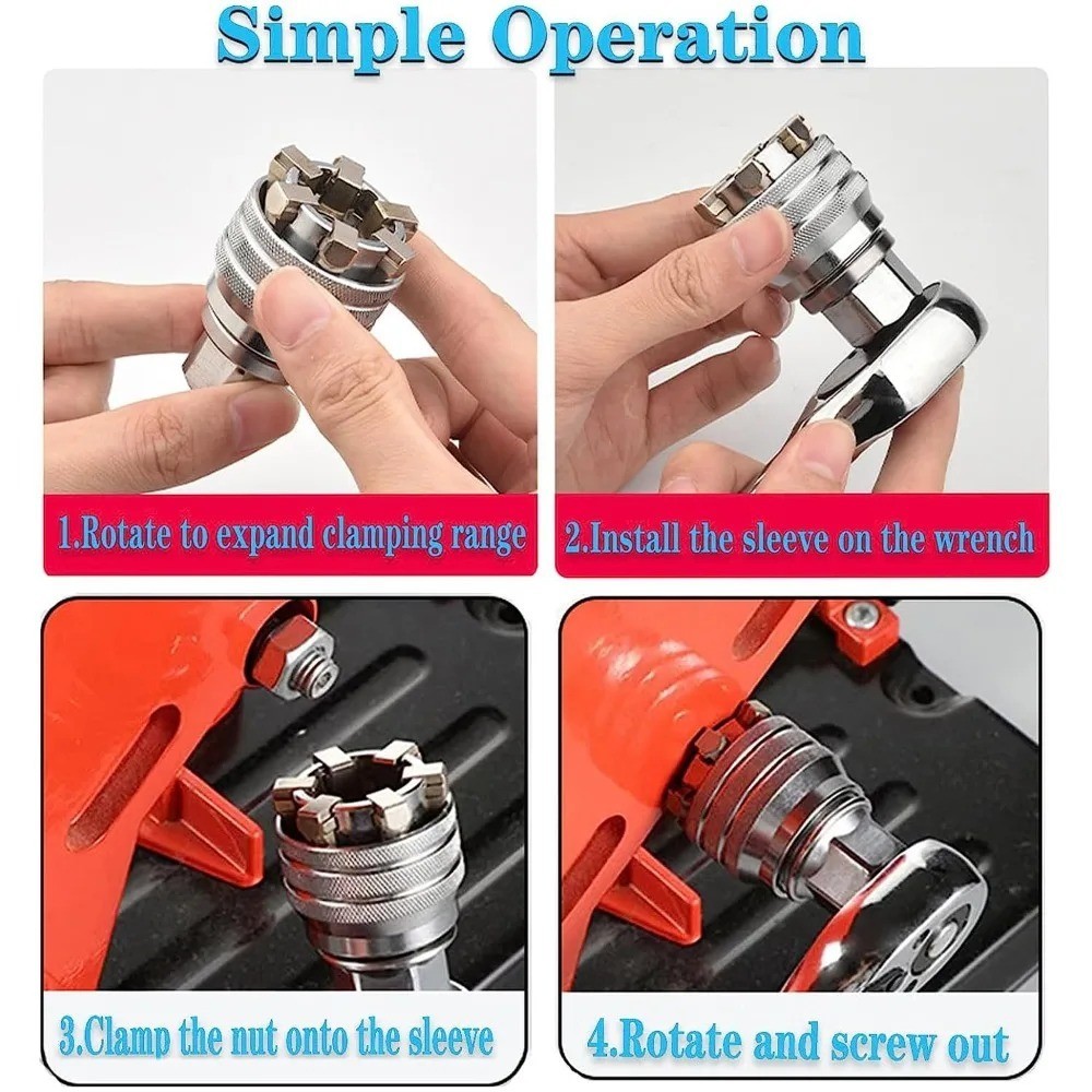10-19mm Universal Socket Tool Adjustable Multifunction Wrench Sleeve Adapter Kit