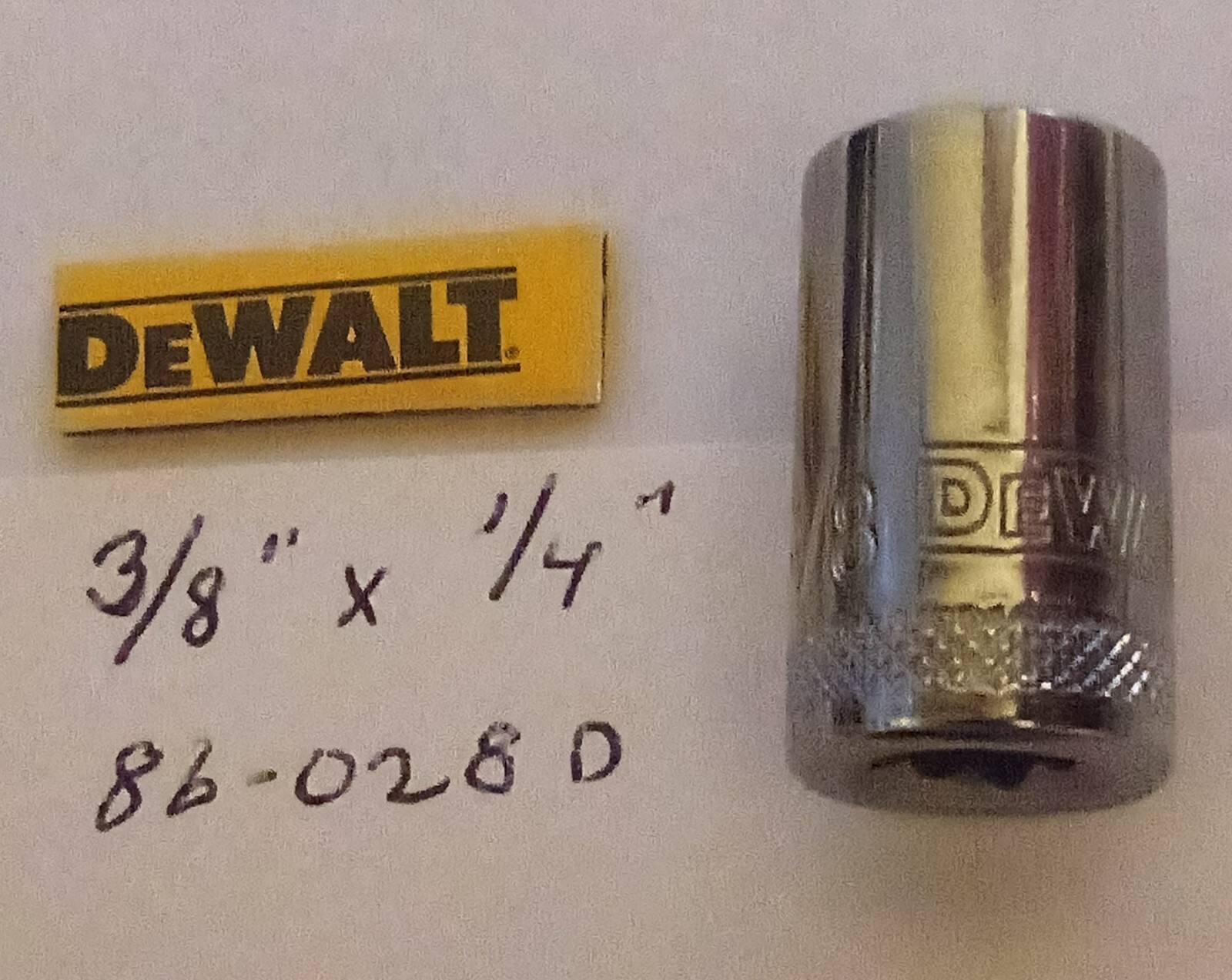 De Walt  3/8" x 1/4" Dr Shallow Polished Chrome Socket 86-028D 6Pt Free Shipping