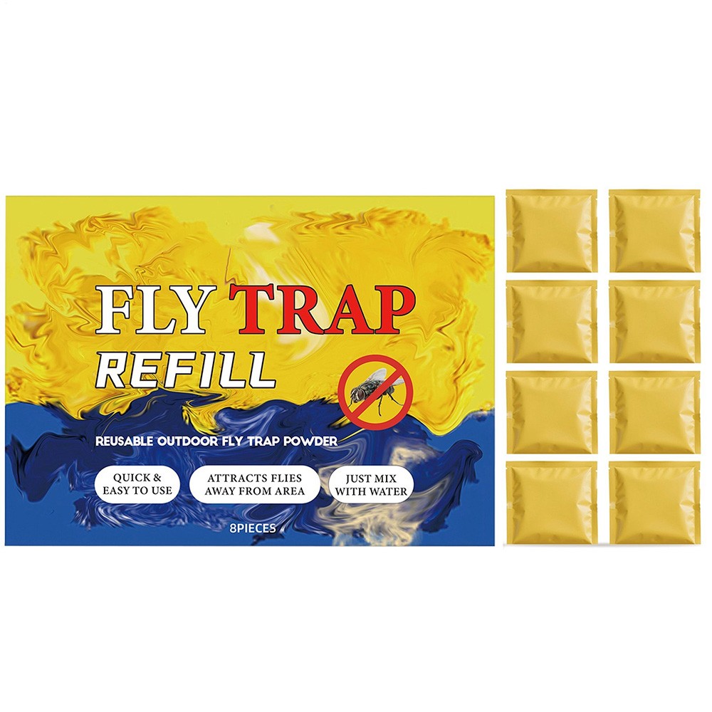 8PCS Fly Trap Refill Packets, Flies Bait Attractant Refills For All Reusable