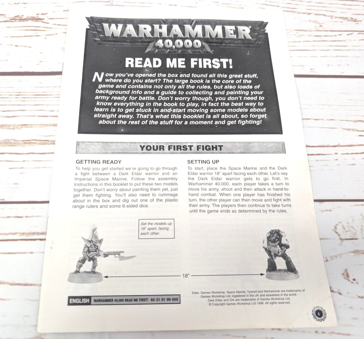 Warhammer 40,000 Read Me First! Insert 1998 3rd Edition Box Set GW
