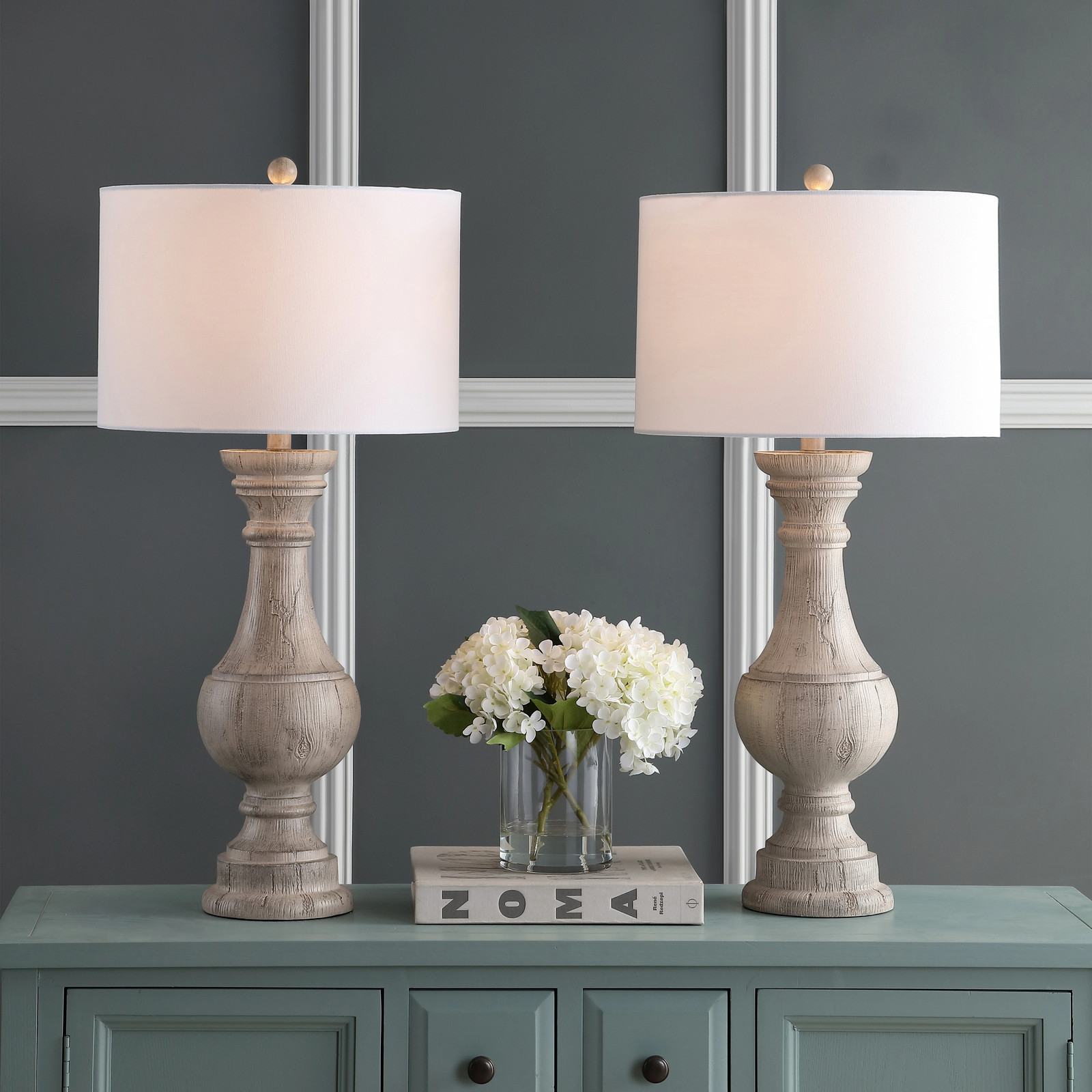 SAFAVIEH Lighting 31-inch Savion White LED Table Lamp (Set of 2) - 16"x16"x31.3"