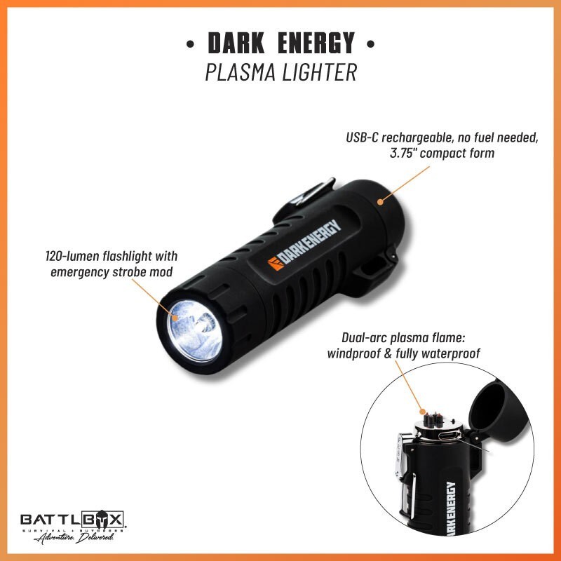 Dark Energy Plasma Lighter USB-C Rechargeable Windproof Waterproof EDC Camping
