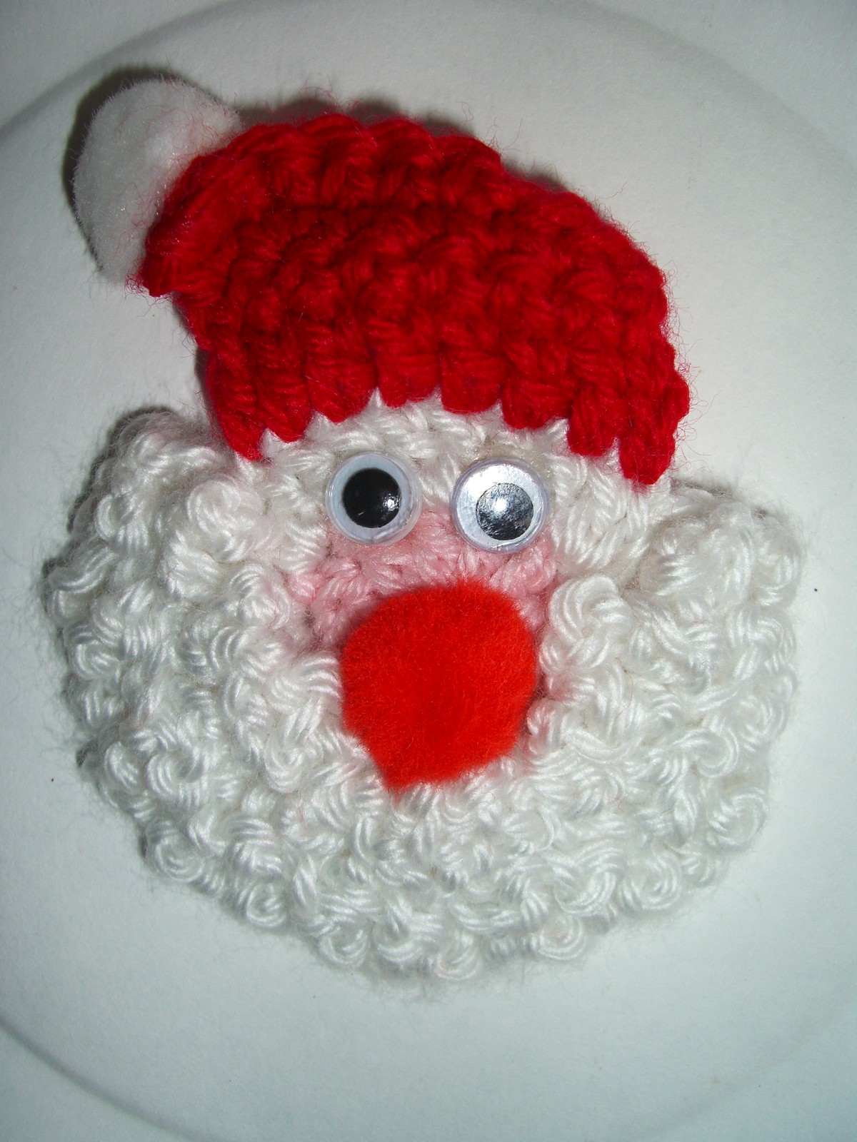 Knitted Santa Pin/Button, 3"w x 3 3/4"h