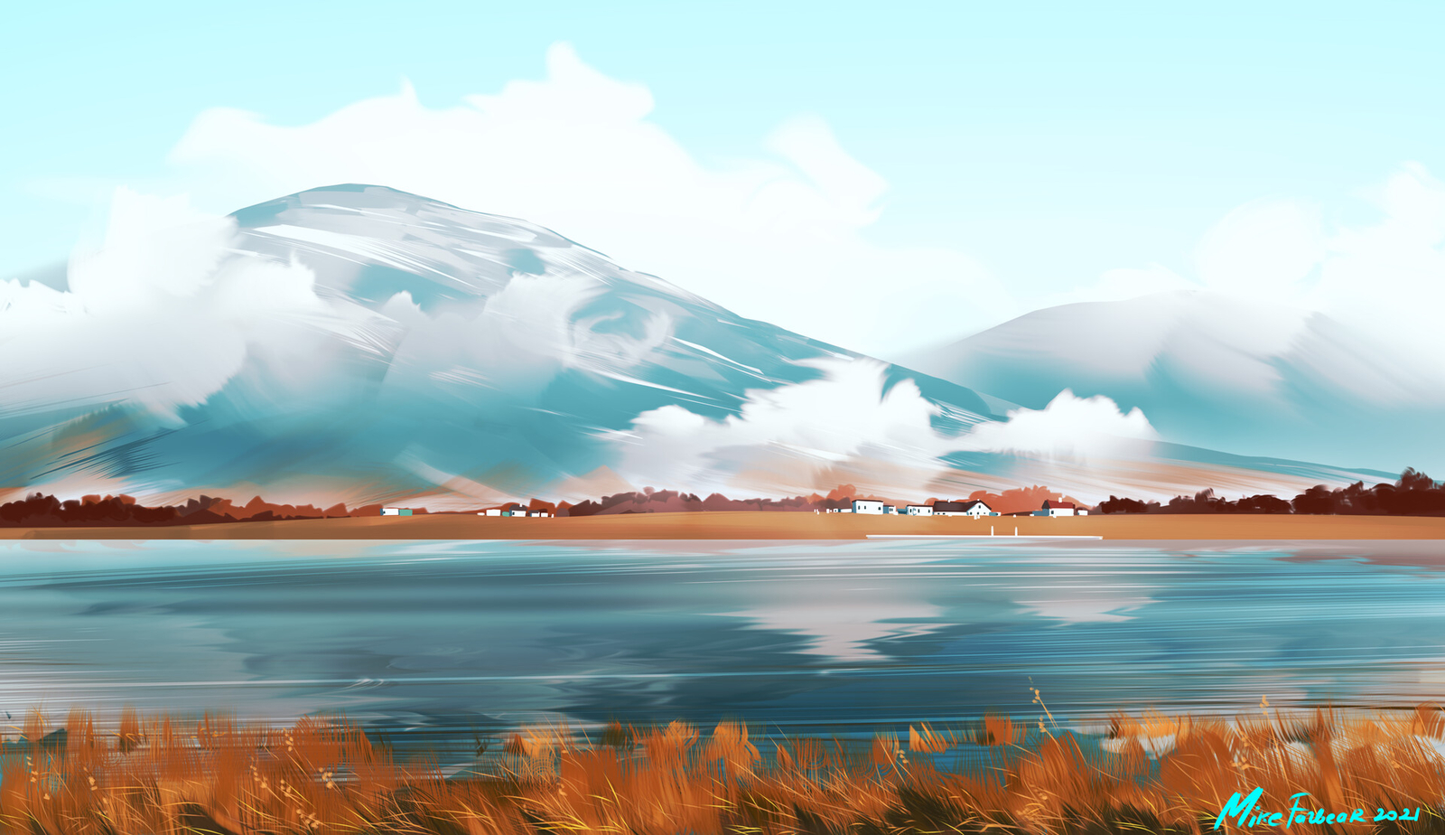 Landscape  art illustration nature mike fazbear Custom Gaming Mat Desk