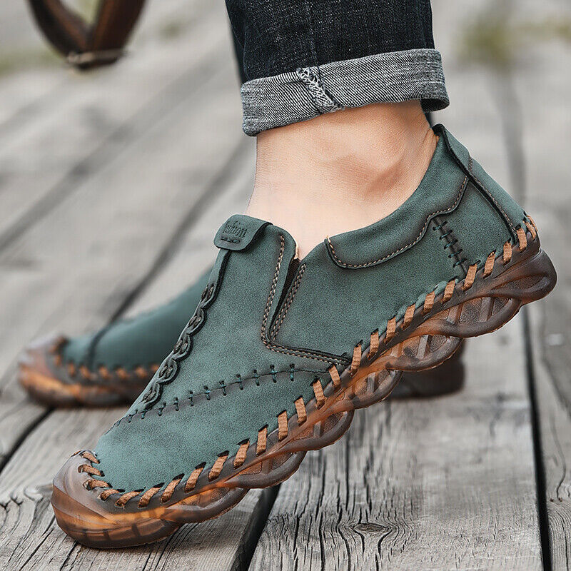 Fashion Casual Genuine Leather Men Shoes Slip-on Loafers Handmade Moccasins